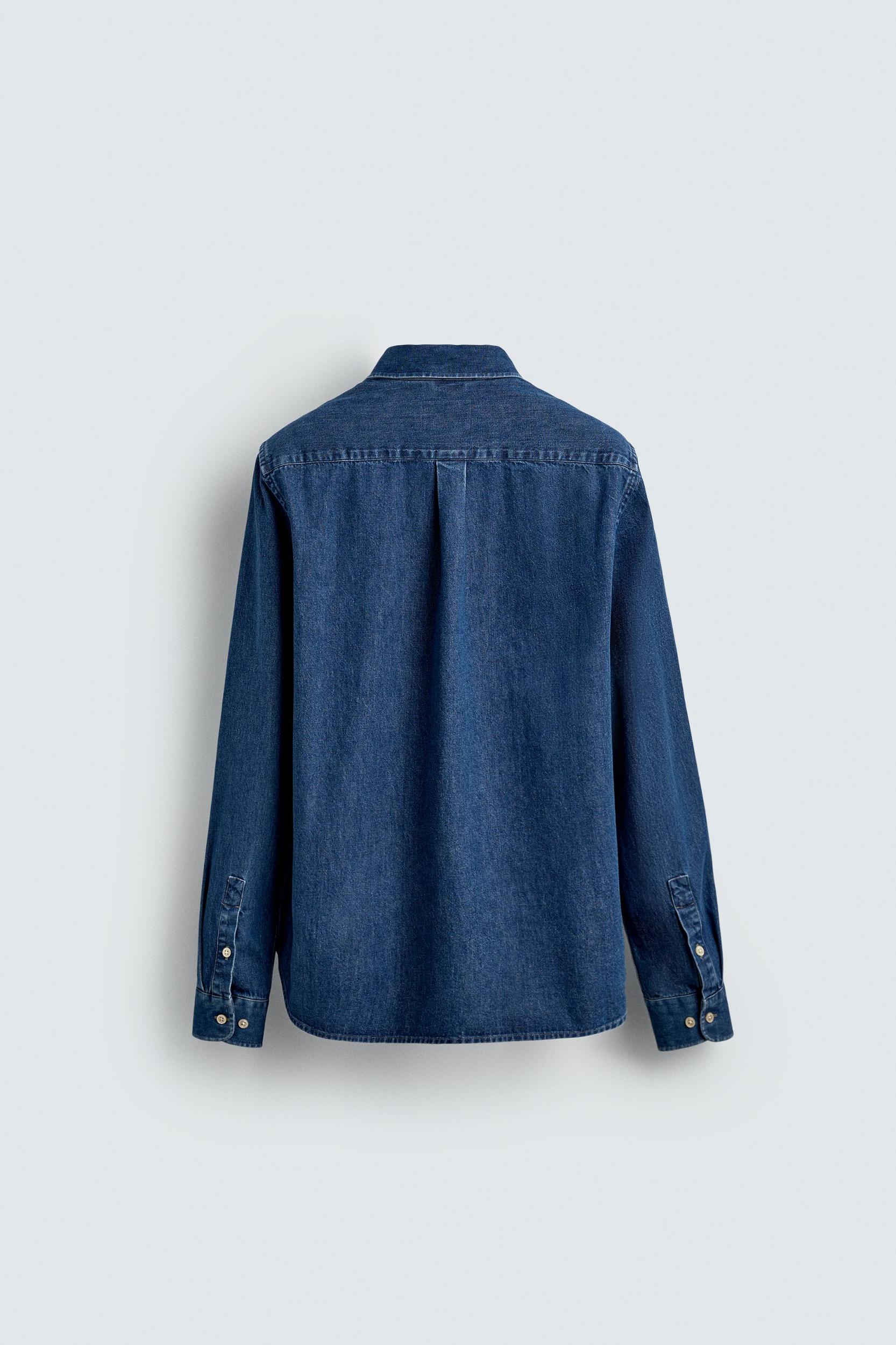 TOPSTITCHED DENIM SHIRT Product Image