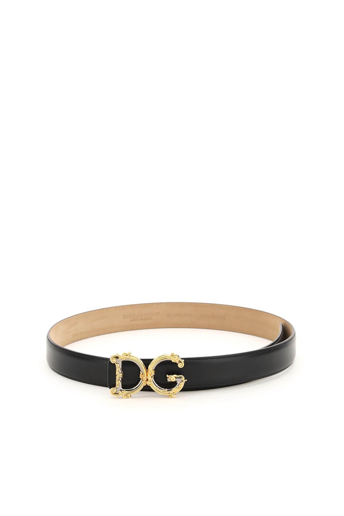 DOLCE & GABBANA Dg Logo Calf Leather Belt In Black Product Image