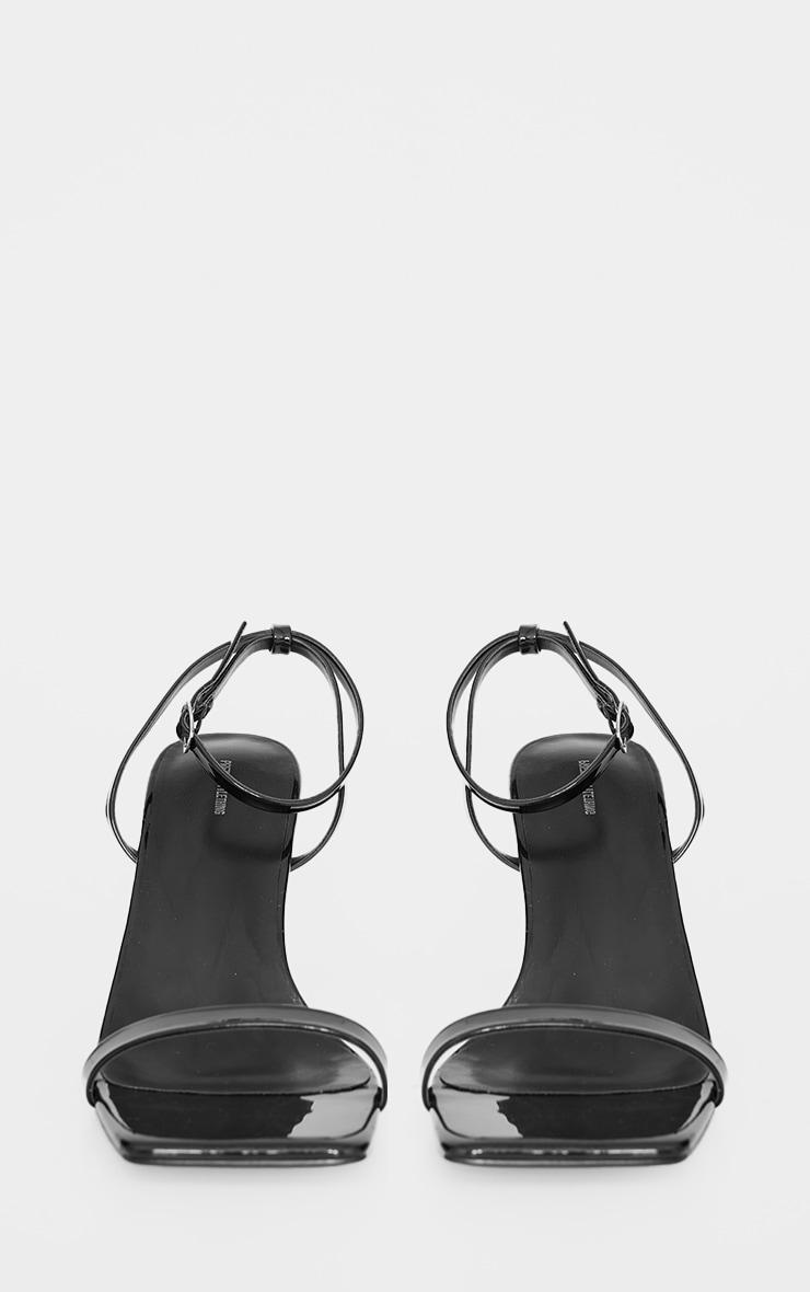 Black Patent Pu Square Toe Barely There Block High Heeled Sandals Product Image