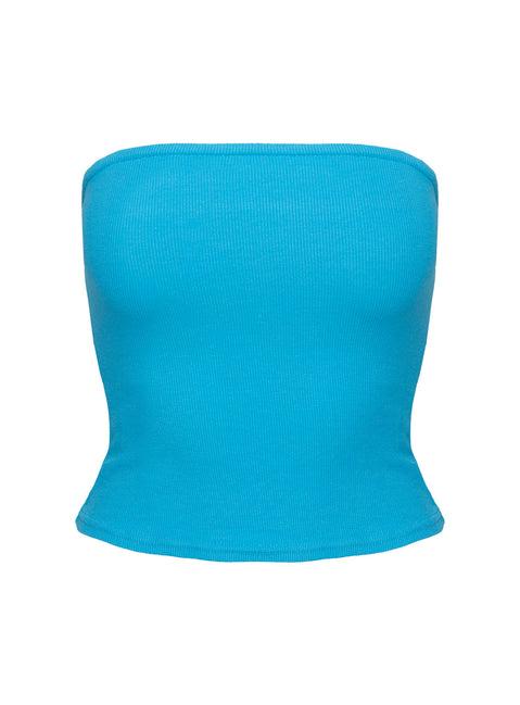 Baseline Strapless Rib Top Blue Product Image