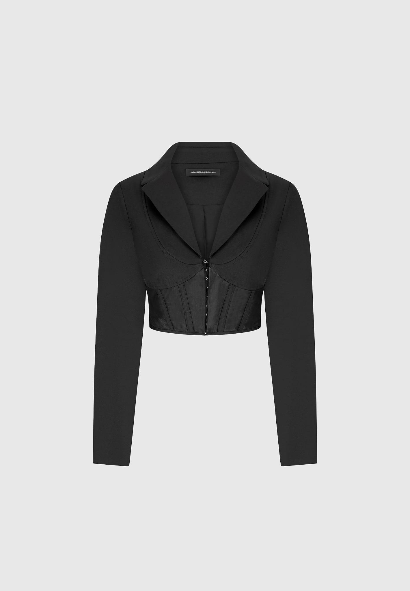 Blazer with Mesh Corset - Black Female Product Image