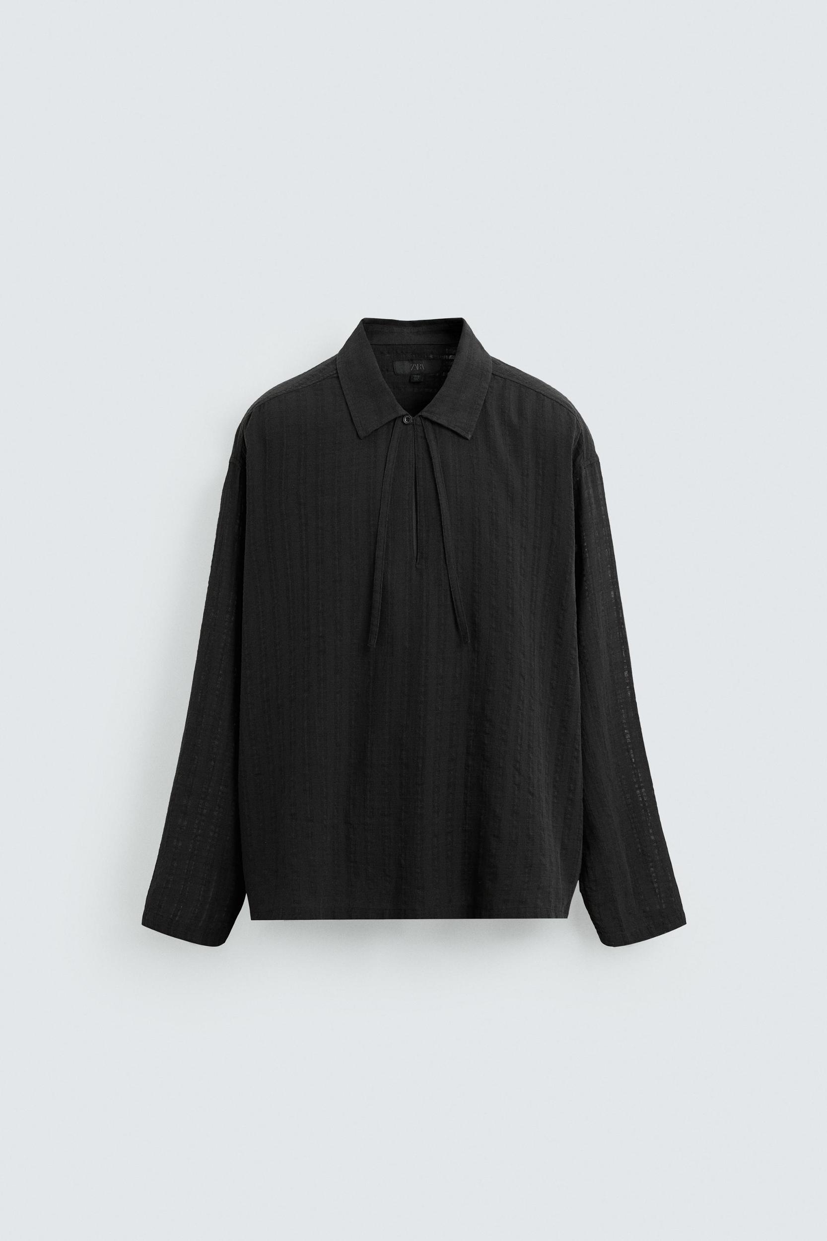 TEXTURED SEMI-SHEER POLO SHIRT Product Image