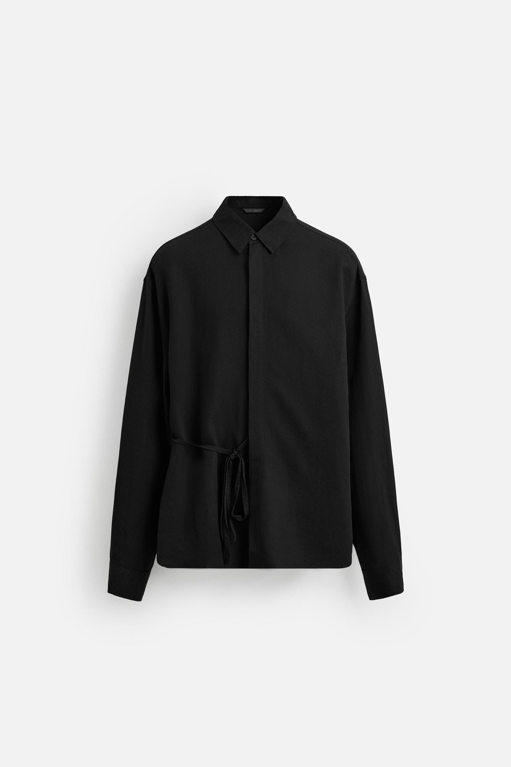 VISCOSE - LINEN TIE SHIRT Product Image