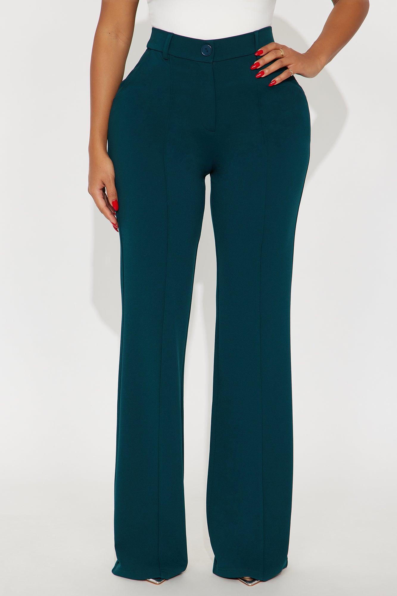 Heidi Wide Leg Trouser Pant - Hunter Green Female Product Image