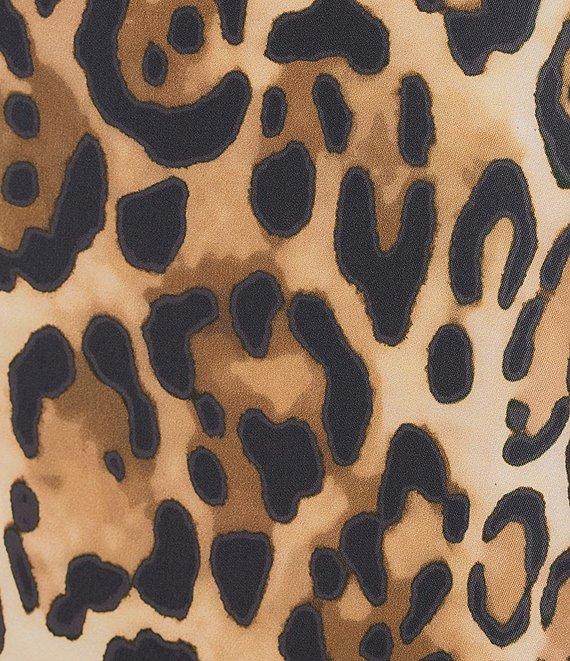 Caroline Rose Plus Coordinating Leopard Print Matte Crepe Scoop Neck 3/4 Sleeve Party Top Product Image