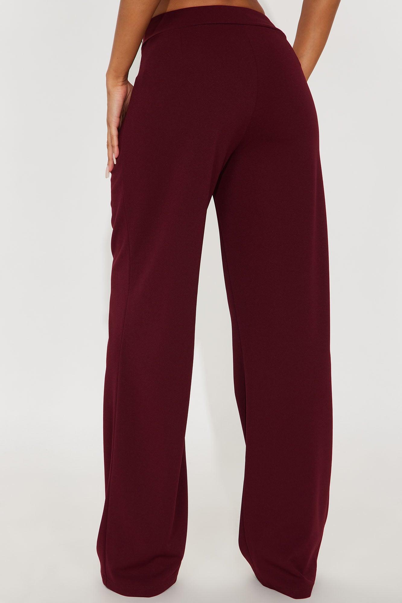 Office Tea Straight Leg Trouser Pant - Burgundy Product Image