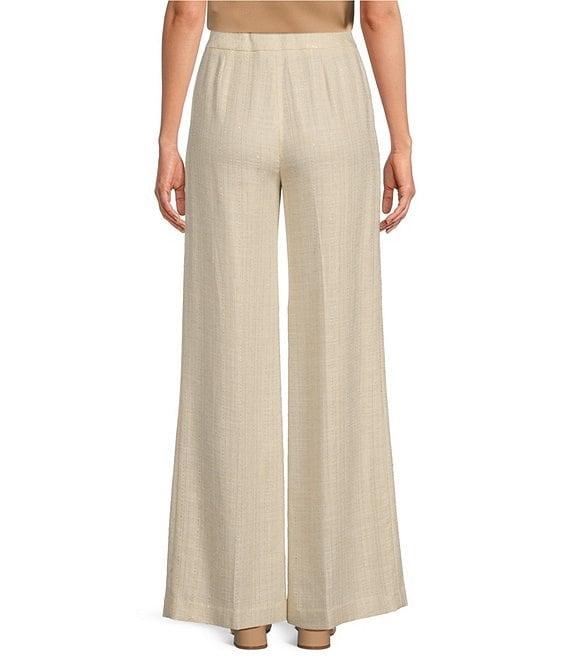Donna Karan Novelty Linen Blend Metallic Wide Leg Pants Product Image