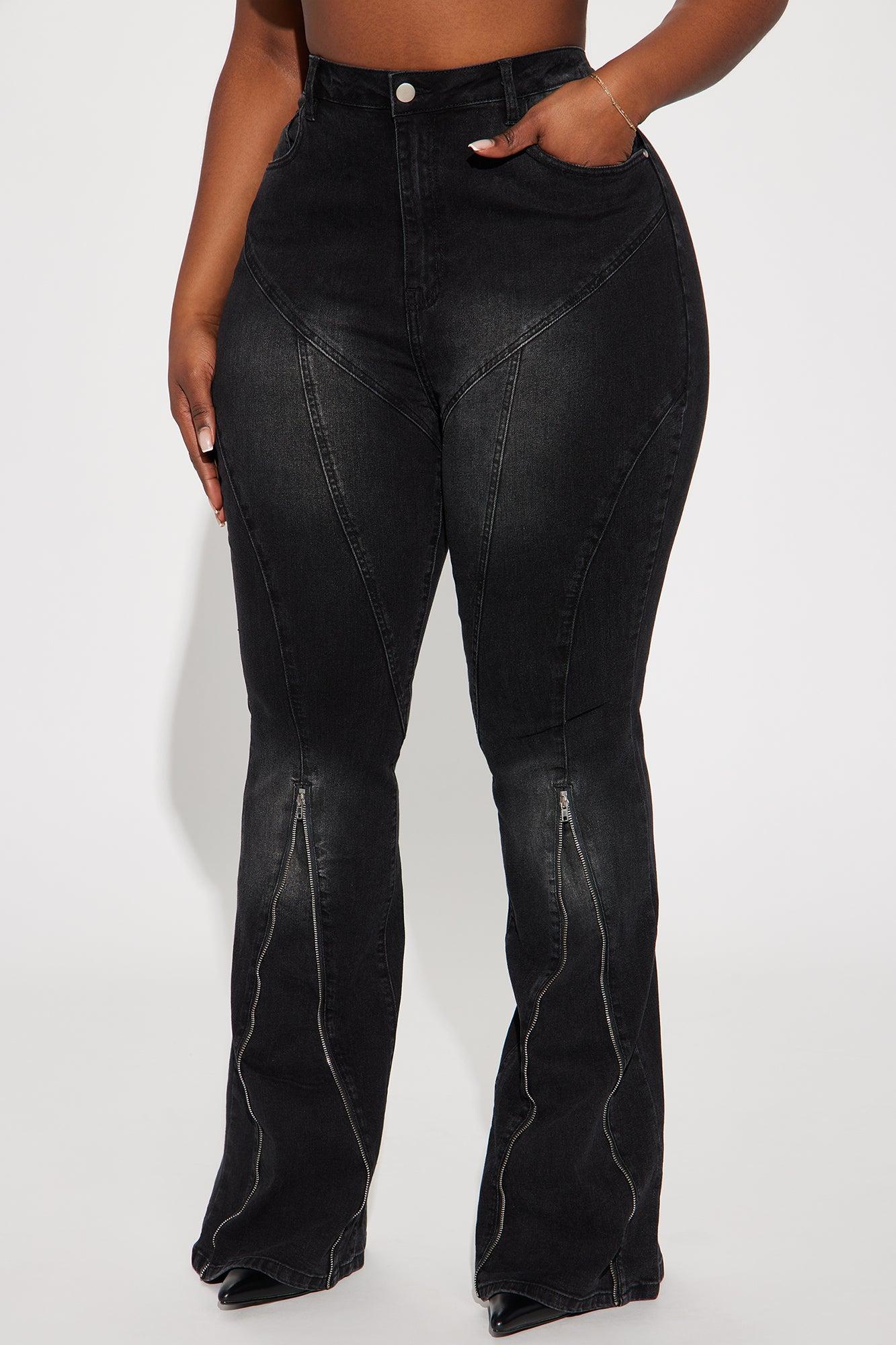Tell Everyone Stretch Flare Jeans - Black Wash Product Image