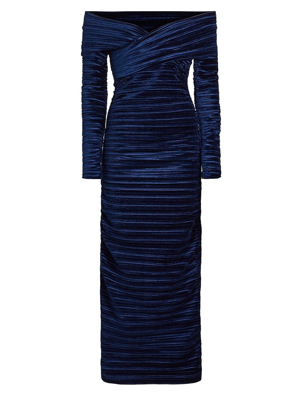 Womens Delphinus Velvet Off-The-Shoulder Midi-Dress Product Image