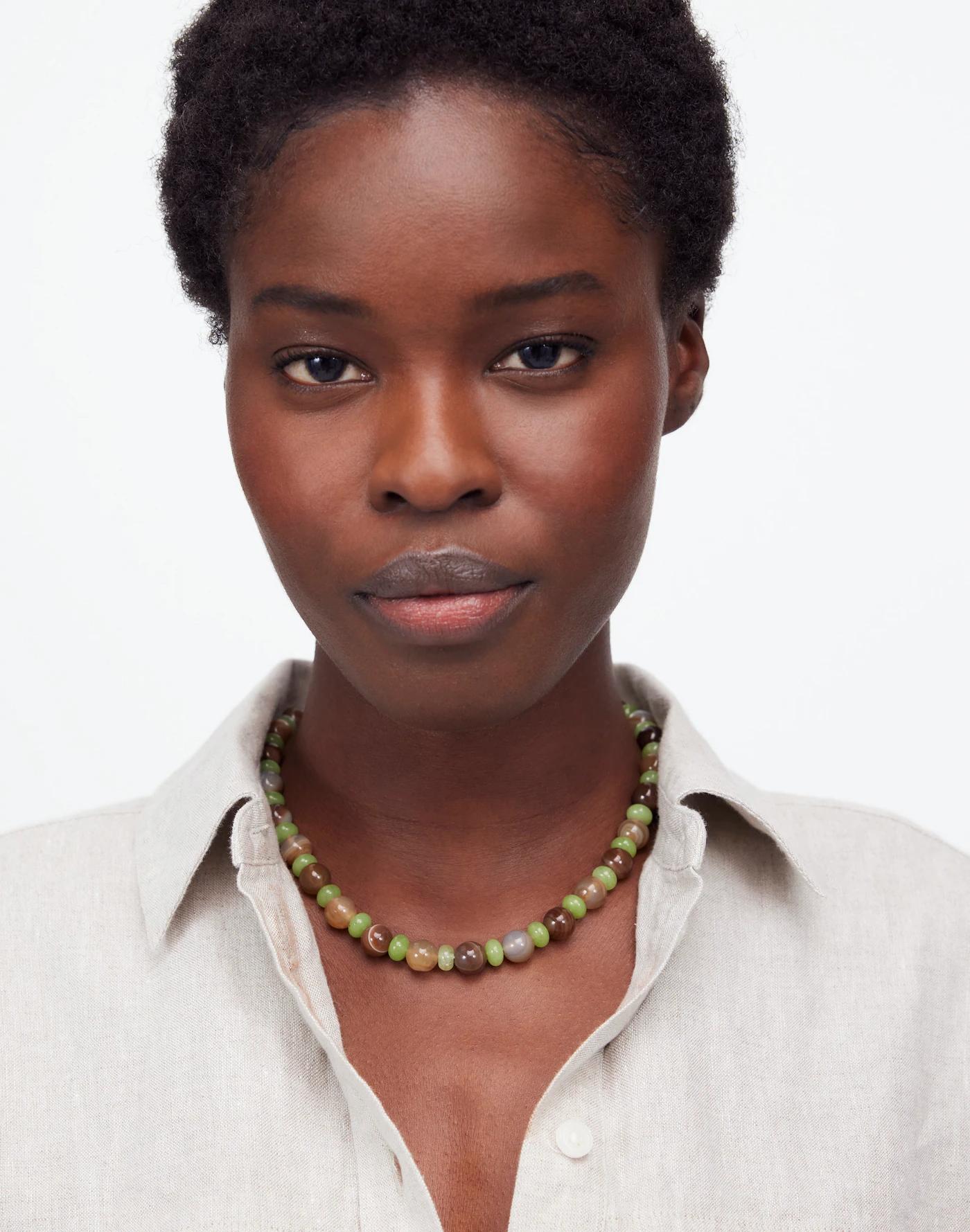 Semiprecious Beaded Carabiner Choker Necklace Product Image