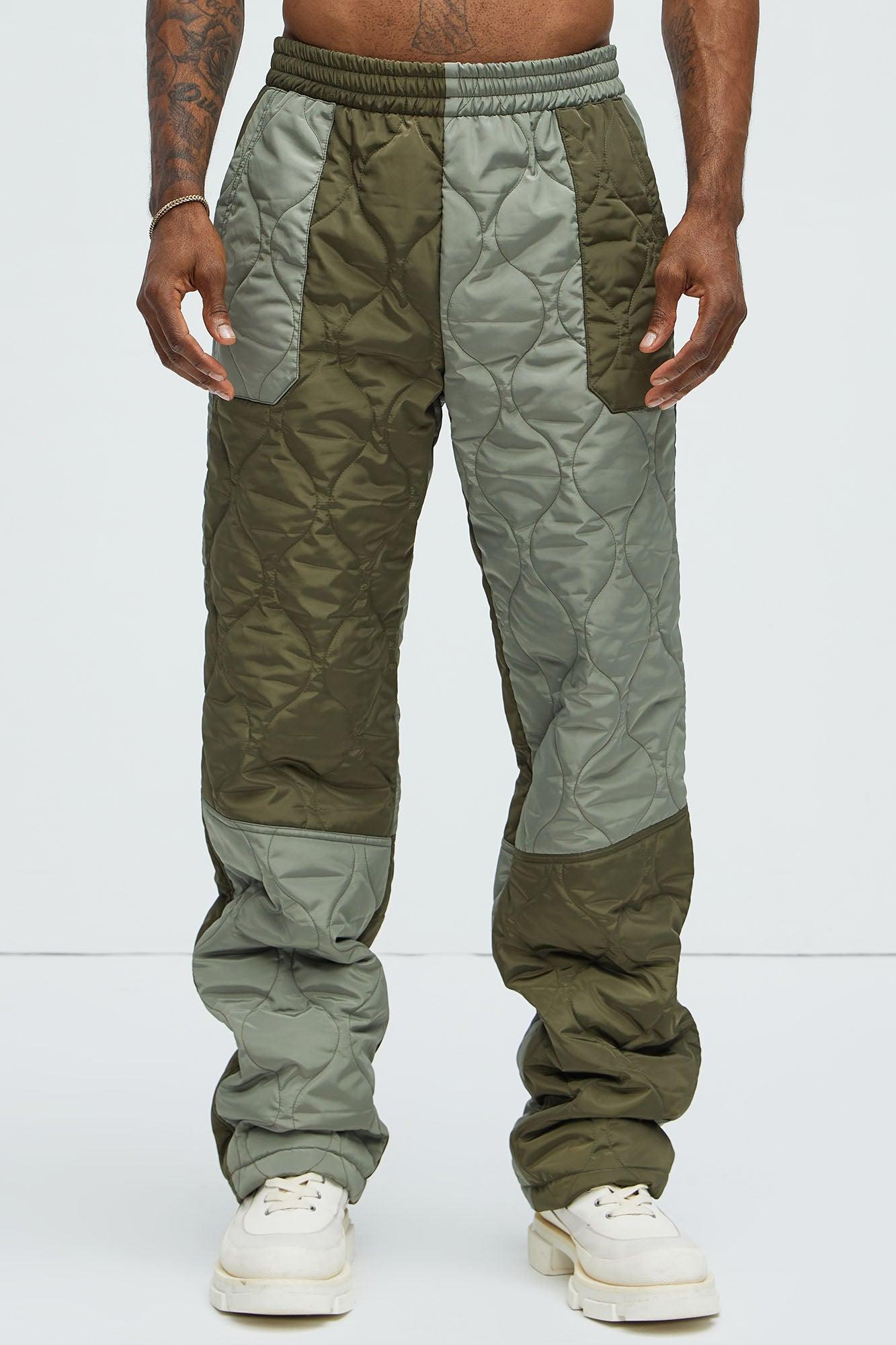 Rework Quilted Straight Pants - Green/combo Product Image