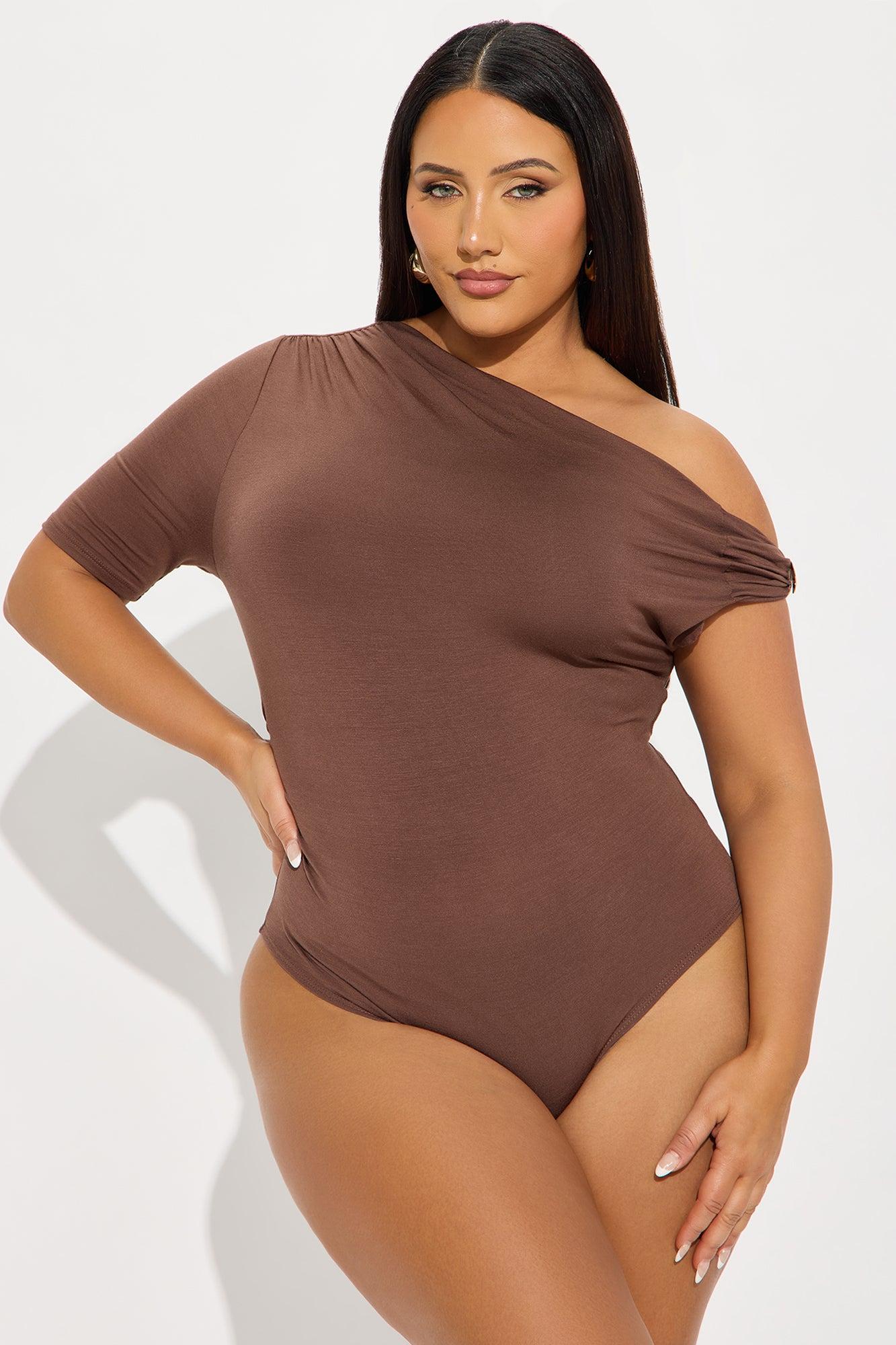 Maris Ruched Off Shoulder Bodysuit - Chocolate Female Product Image
