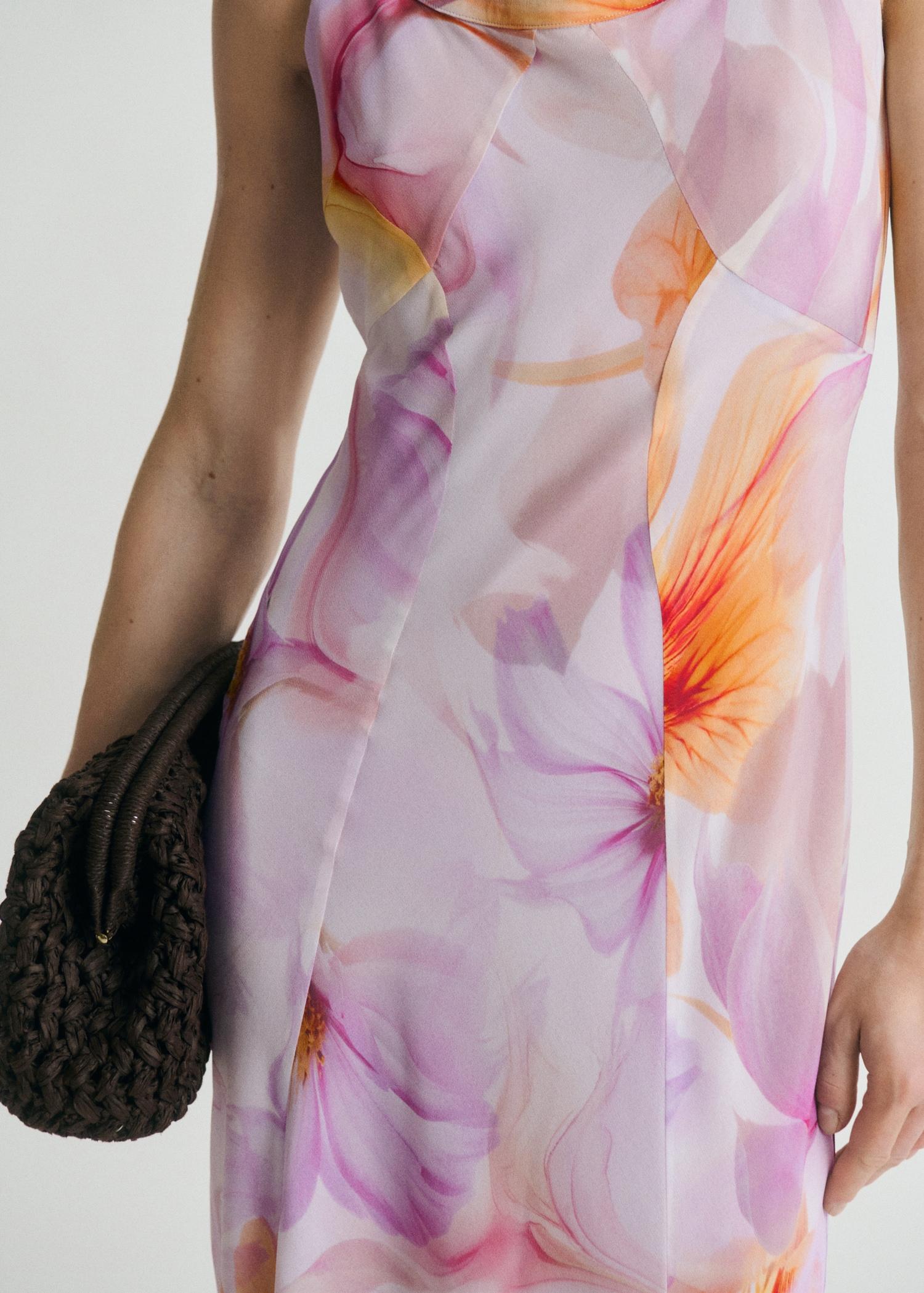 Floral dress with ruffle detail - Women | MANGO USA Product Image