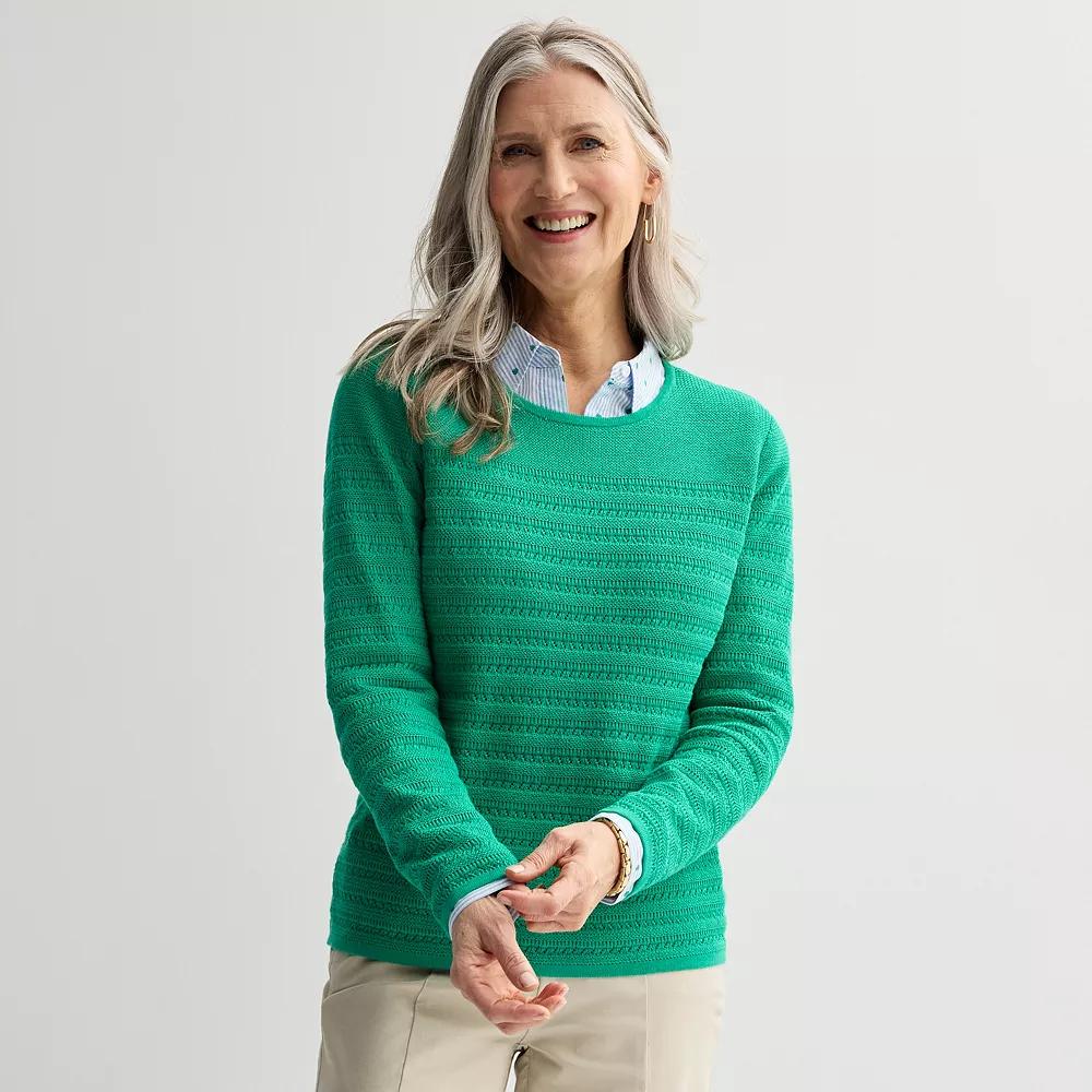 Women's Croft & Barrow® Crewneck Yoke Textured Pullover Sweater, Size: XXL, Greenway Product Image