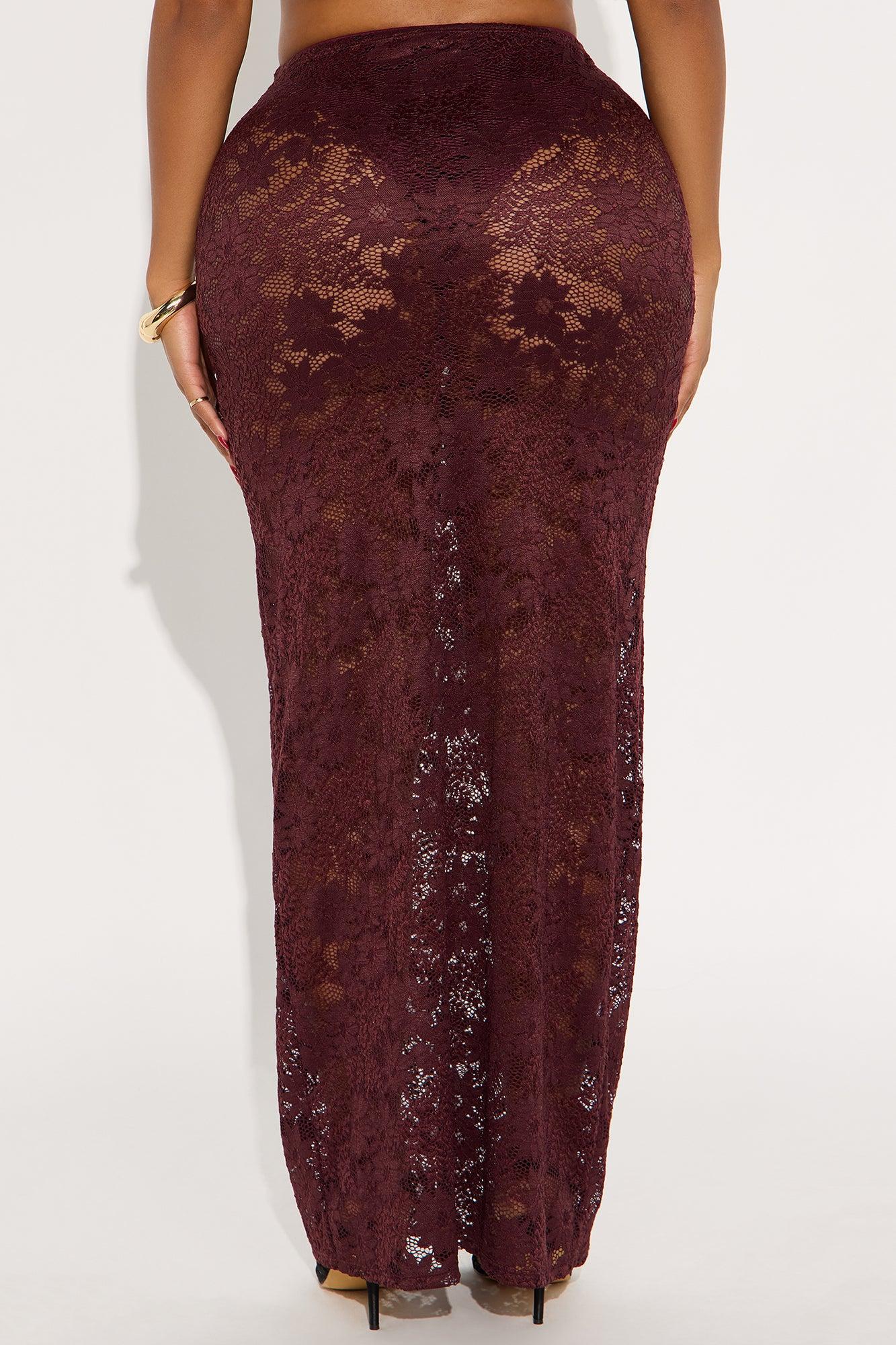 Lost In Lace Sheer Maxi Skirt - Chocolate Female Product Image
