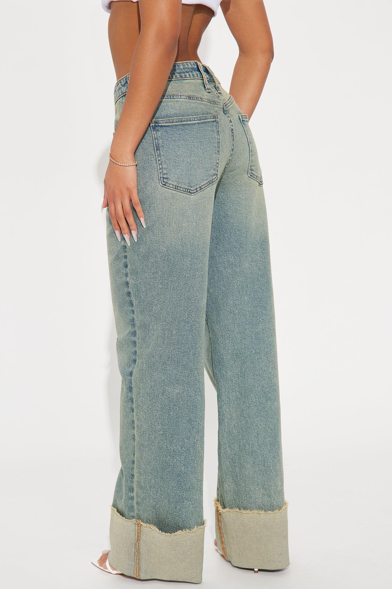 All The While Cuffed Wide Leg Jeans - Vintage Wash Product Image