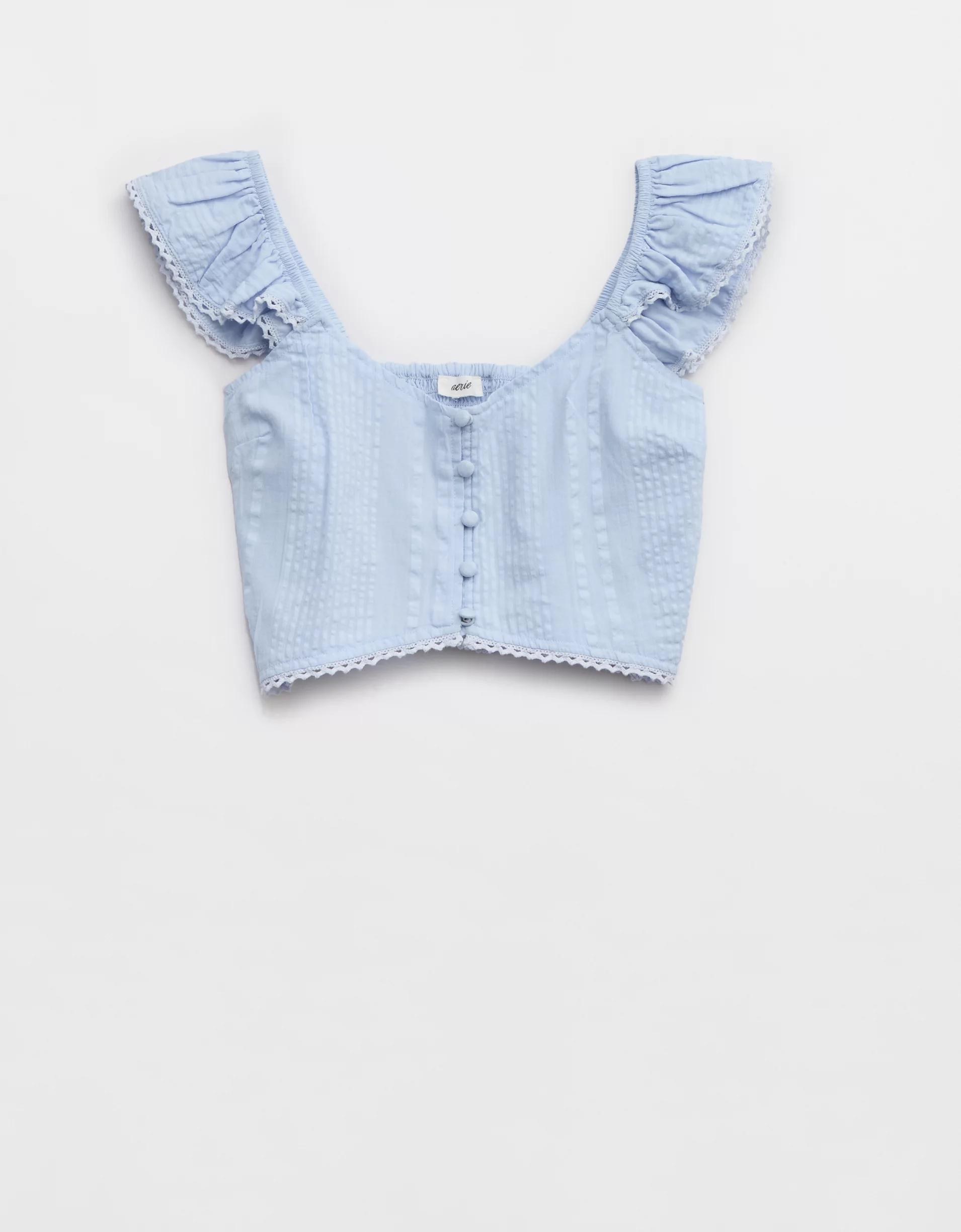 Aerie Cropped Seersucker Tank Top Product Image