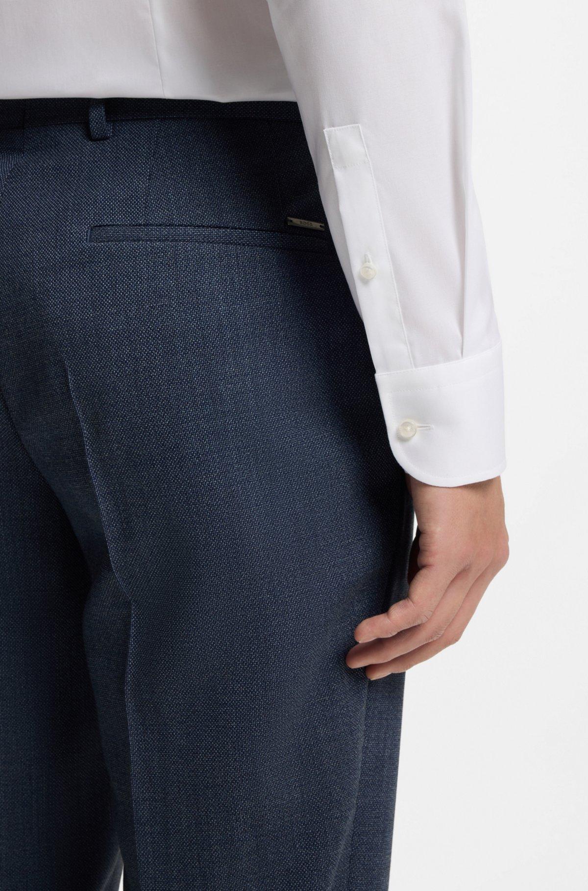 Patterned slim-fit trousers in stretch wool Product Image