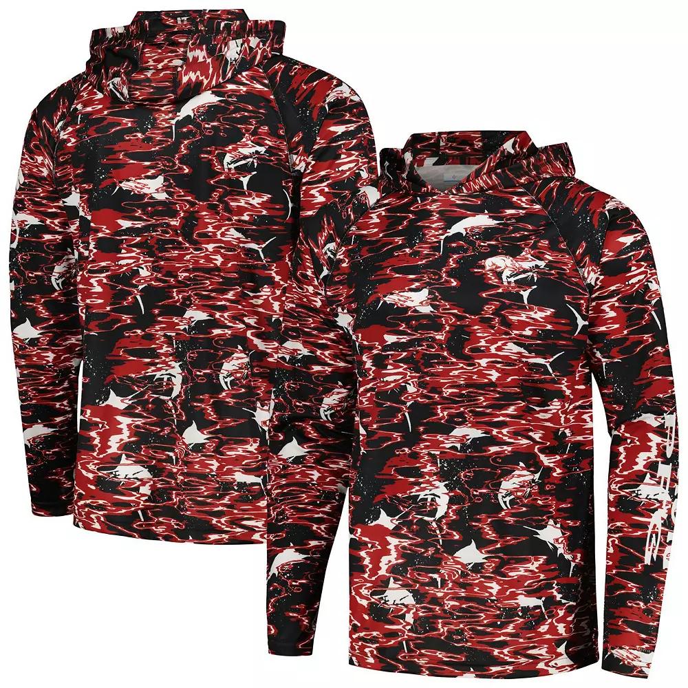 Men's Columbia  Black Arkansas Razorbacks PFG Terminal Tackle Omni-Shade Rippled Long Sleeve Hooded T-Shirt, Size: Small Product Image