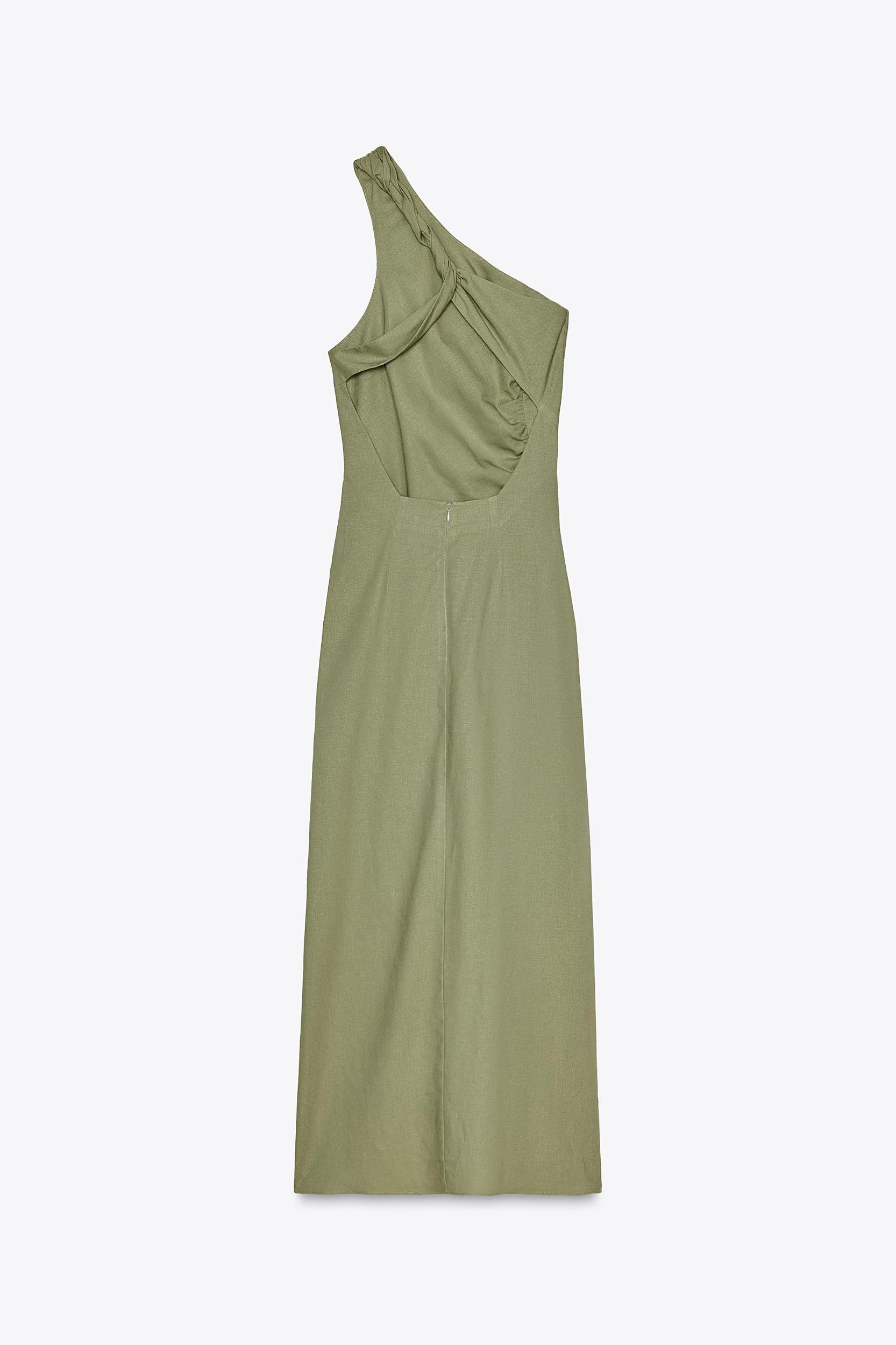 ASYMMETRIC MIDI DRESS WITH LINEN Product Image