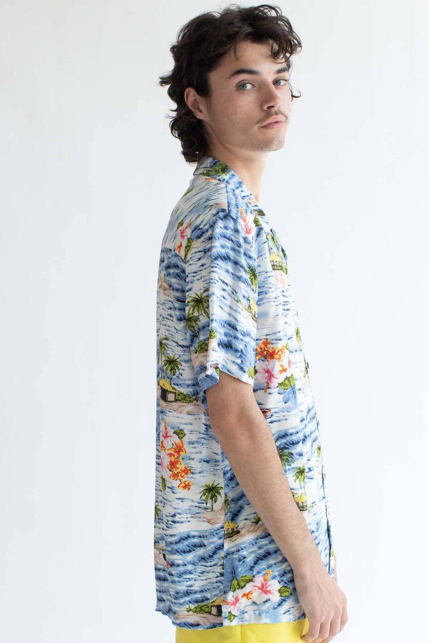 Blue Beach Hut Hawaiian Shirt Product Image