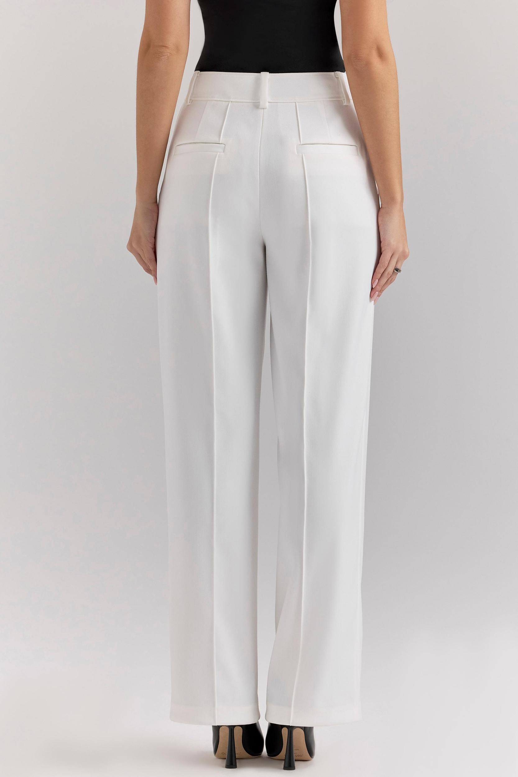 Hayden  white wide leg high waist tailored trousers Product Image