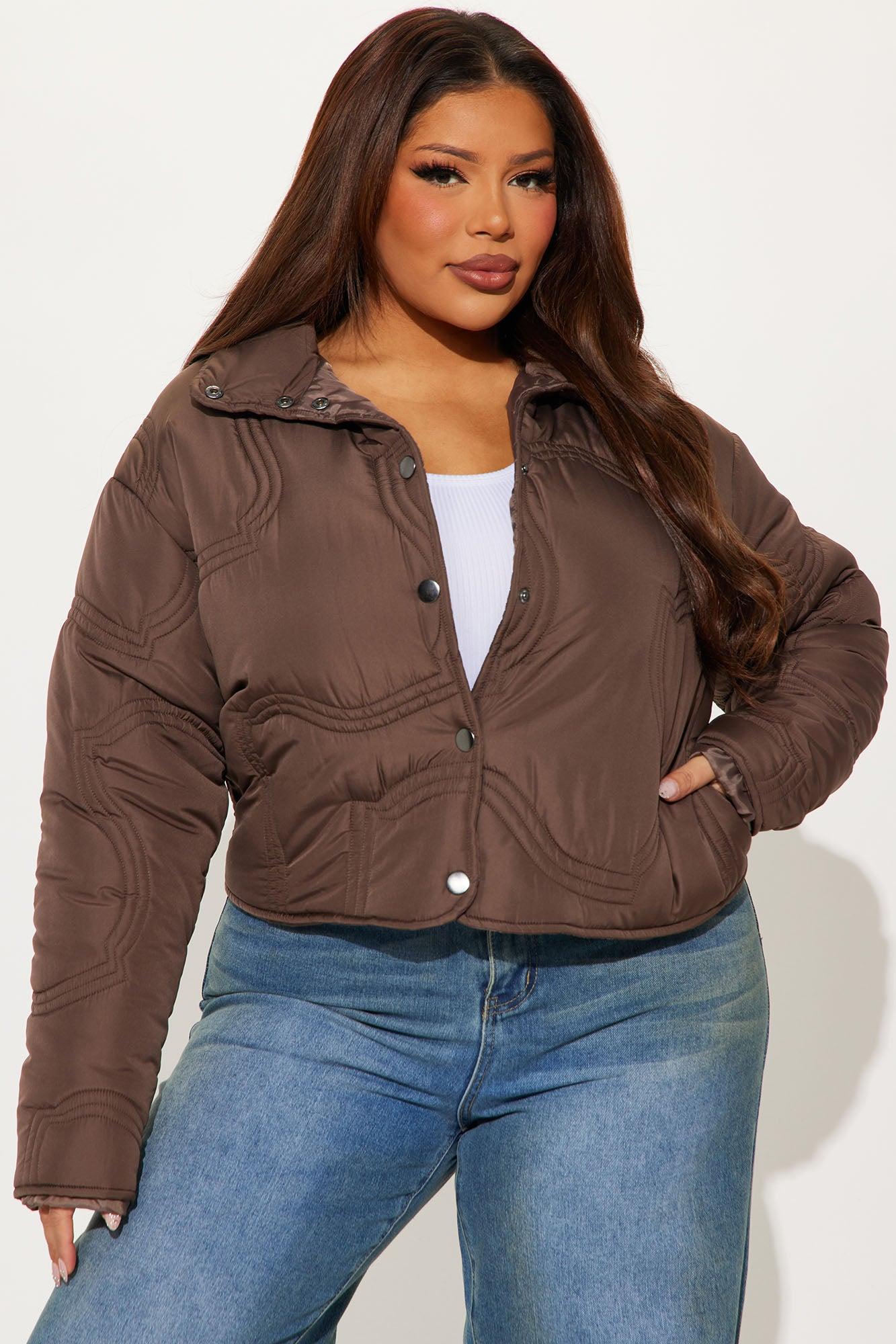Sky High Light Weight Puffer Jacket - Chocolate Female Product Image