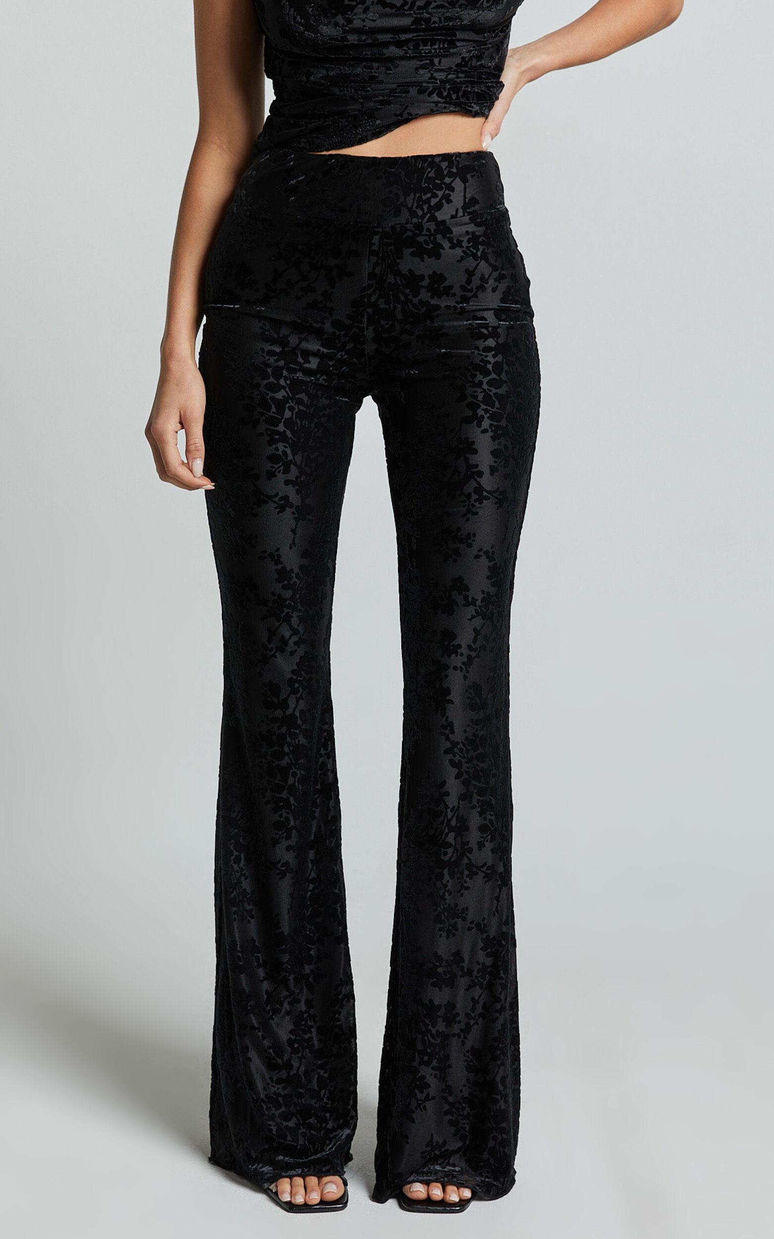 Christina Pants - Mid Waist Burnout Pants in Black Product Image