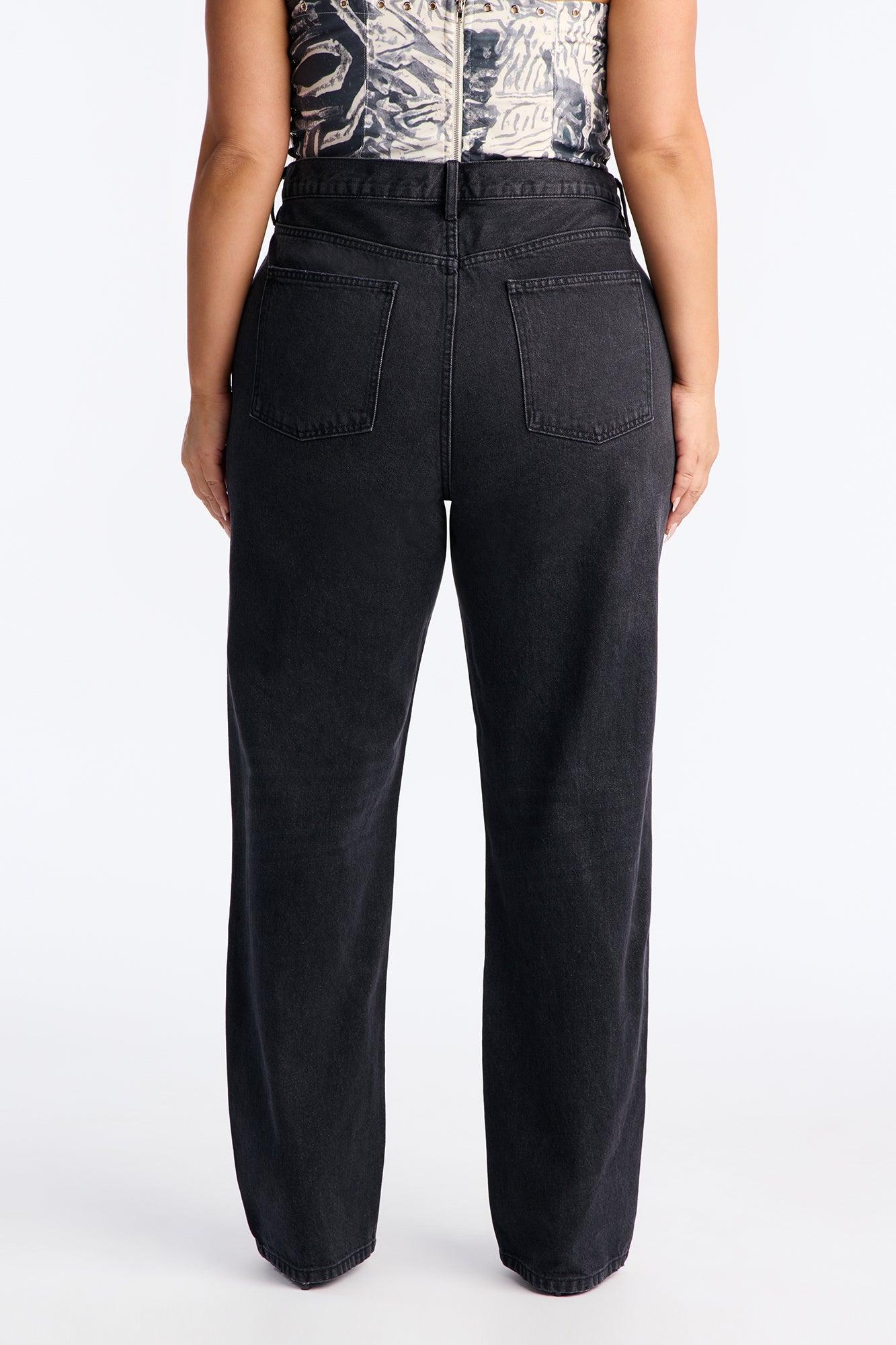 Crossover Straight Leg Jeans - Black Wash Female Product Image