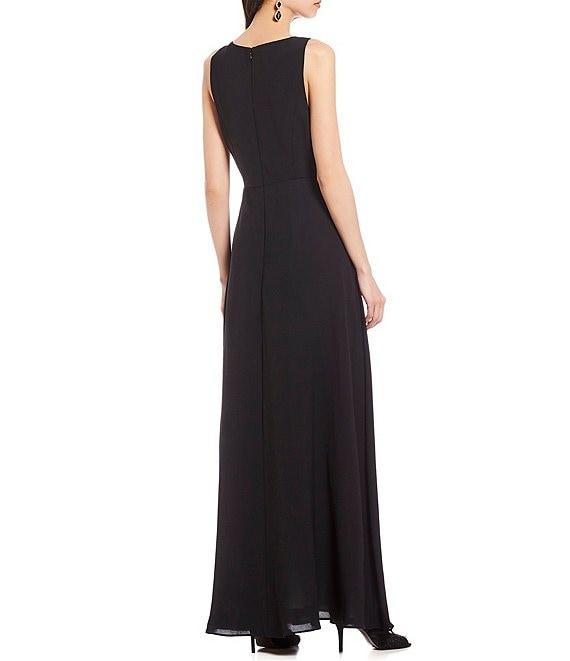 Adrianna Papell Color Block Crew Neck Sleeveless Walk Thru Jumpsuit Gown Product Image