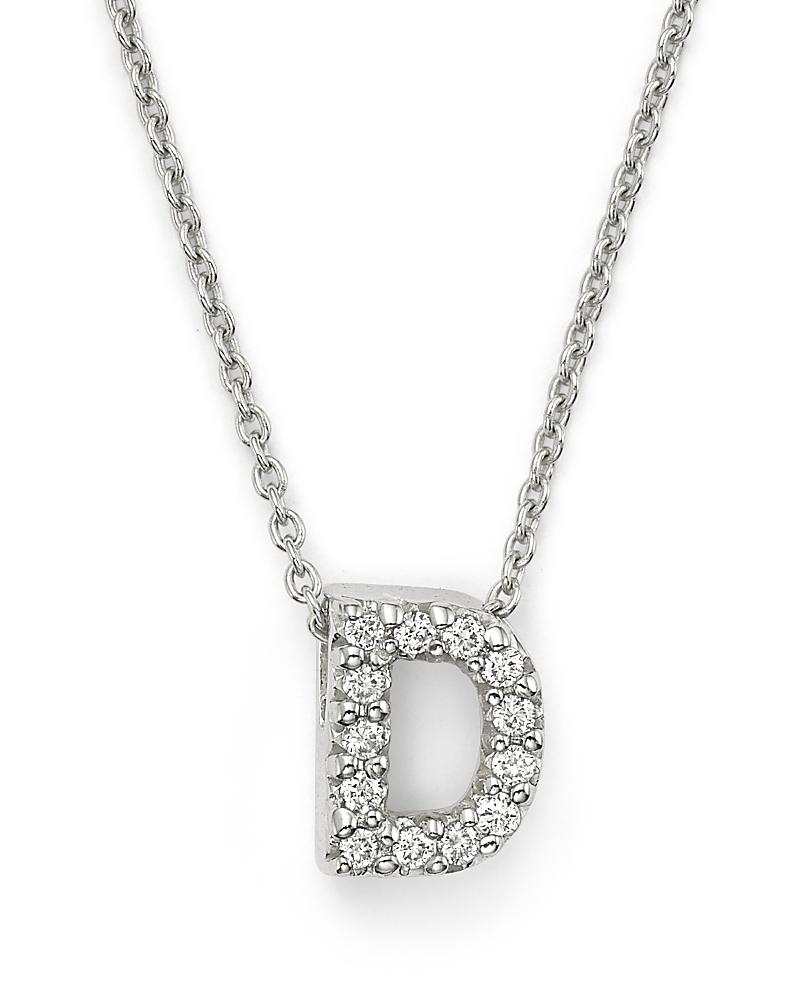 Womens Tiny Treasures 0.08 TCW Diamond & 18K White Gold Initial Necklace Product Image