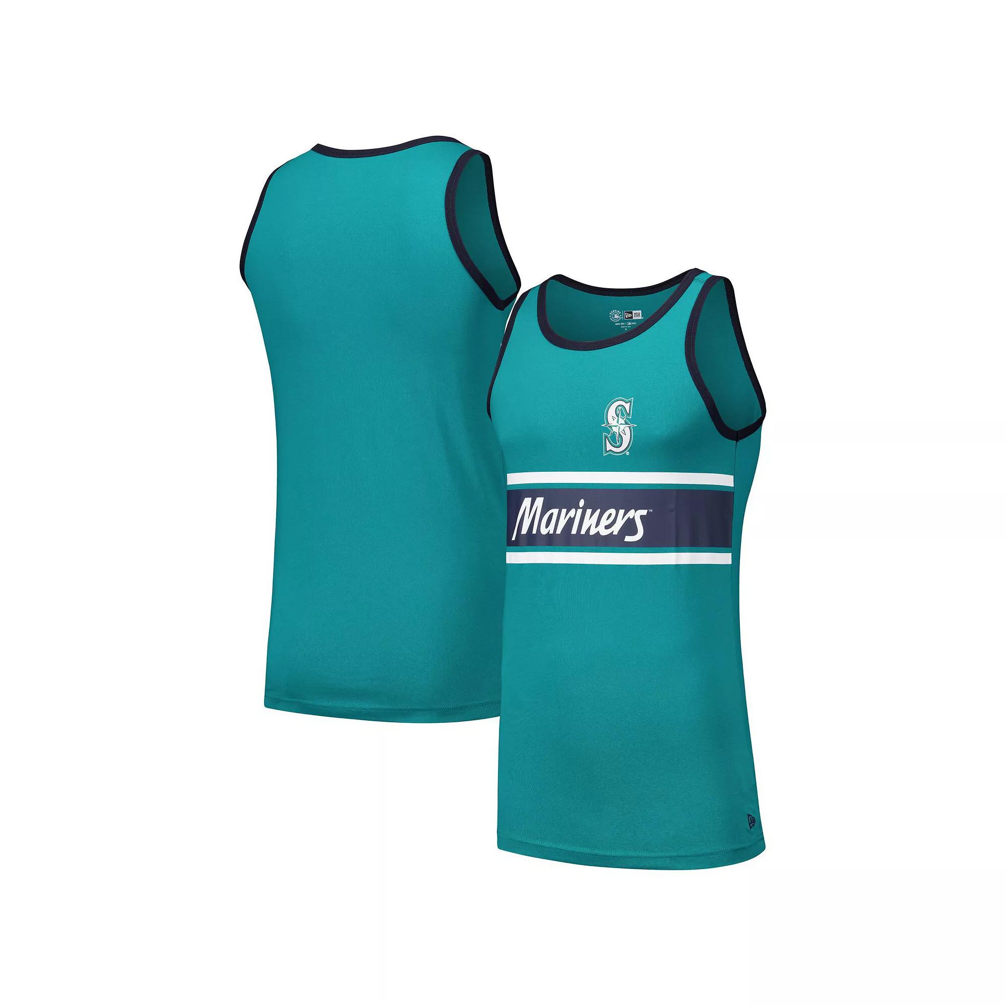 Men's New Era Aqua Seattle Mariners Jersey Ringer Tank Top,  Product Image