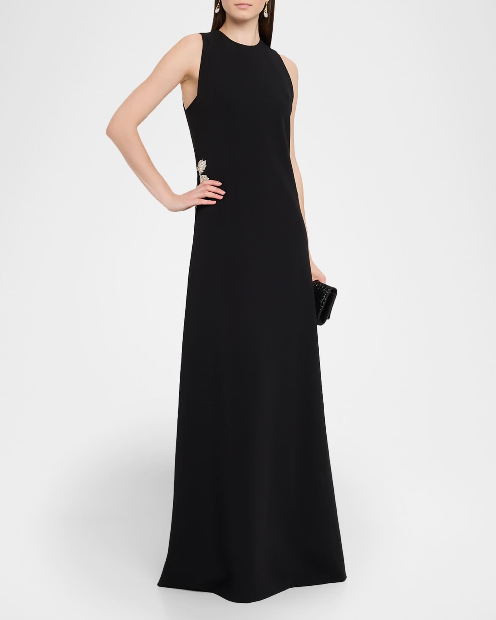 Embellished Heavy Crepe Cady Sleeveless Maxi Dress Product Image