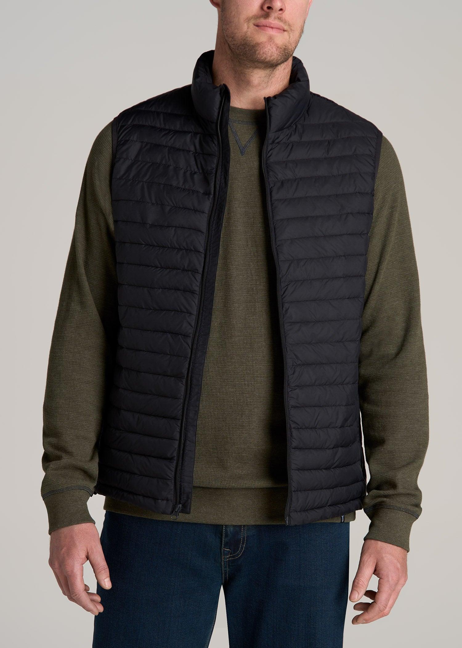 Packable Puffer Vest for Tall Men in Black Male Product Image