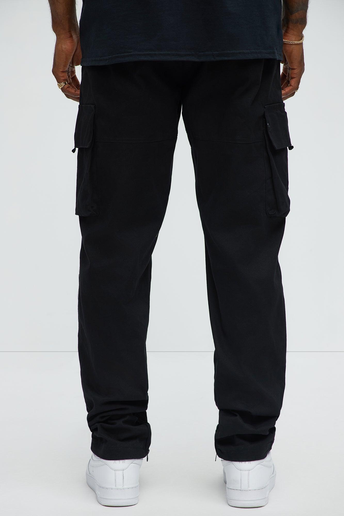 Straight Cargo Ankle Zipper Pants - Black Male Product Image