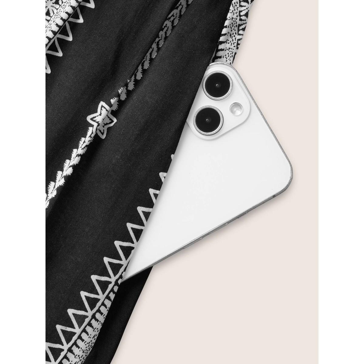 Plus Size V Neck Striped Batwing Sleeve Ruffle Hem Dress Black Women Resort Ruffles V-neck Short sleeve Curvy BloomChic 10/M Product Image