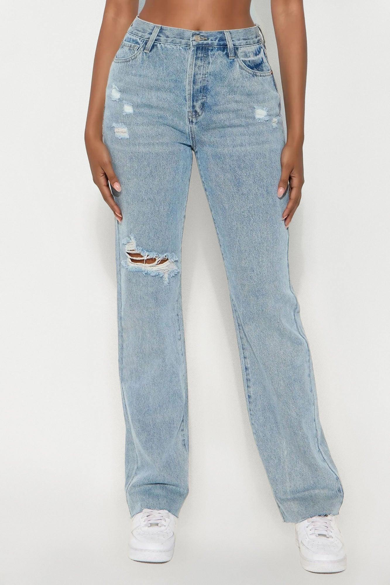 Tall Topanga 90's Ripped Straight Leg Jeans - Medium Wash Female Product Image