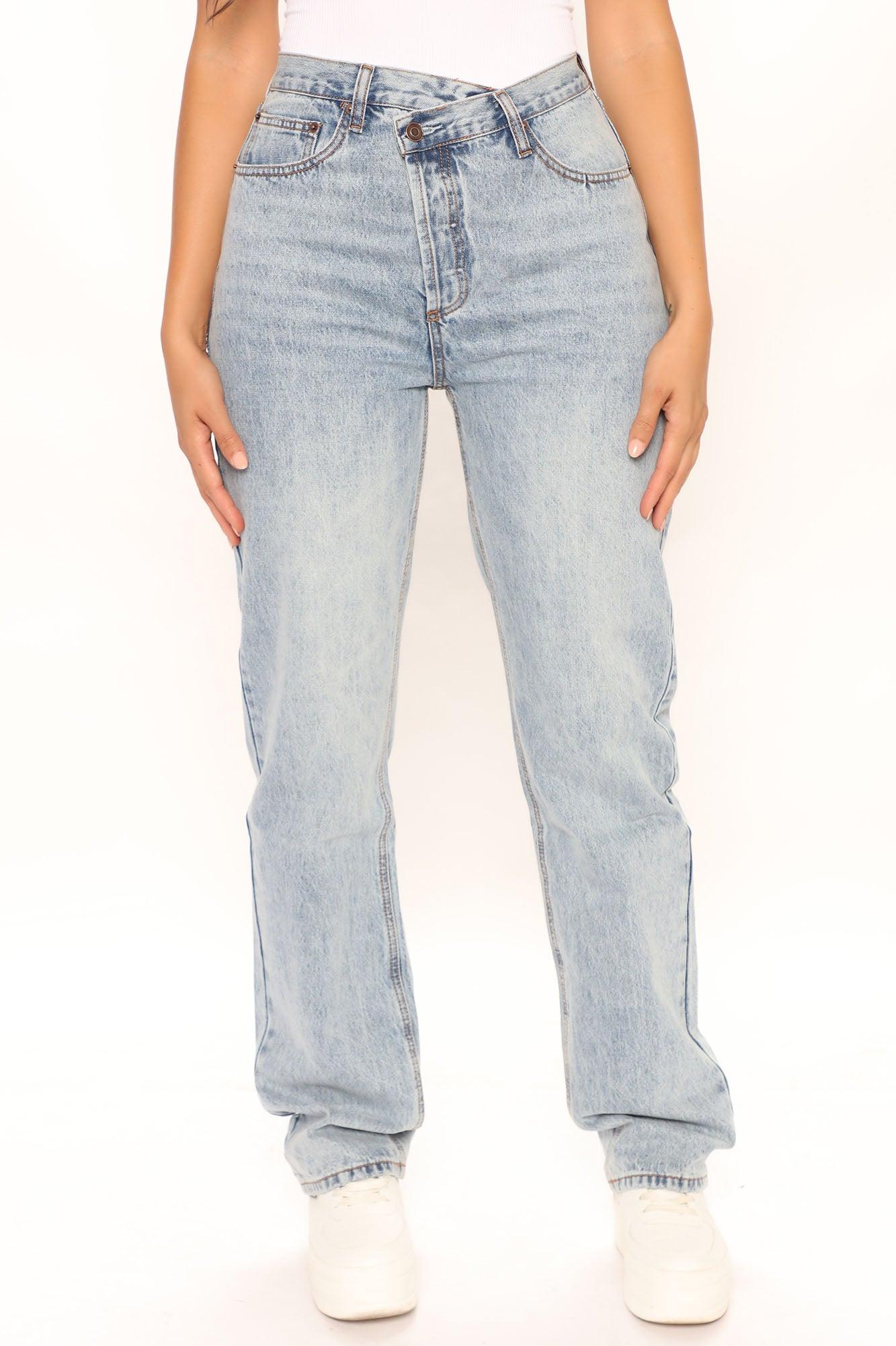 Tall Crossover Straight Leg Jeans - Light Blue Wash Product Image