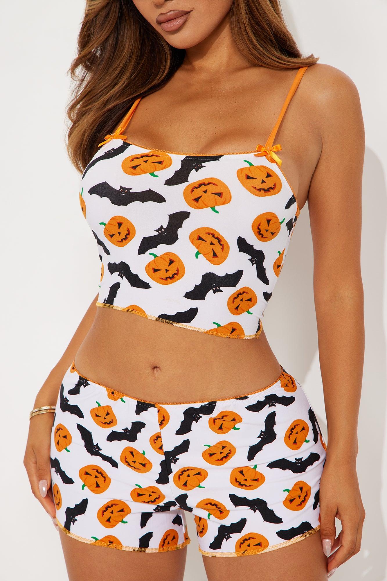 Spooky Season Halloween PJ Short Set - White/combo Female Product Image