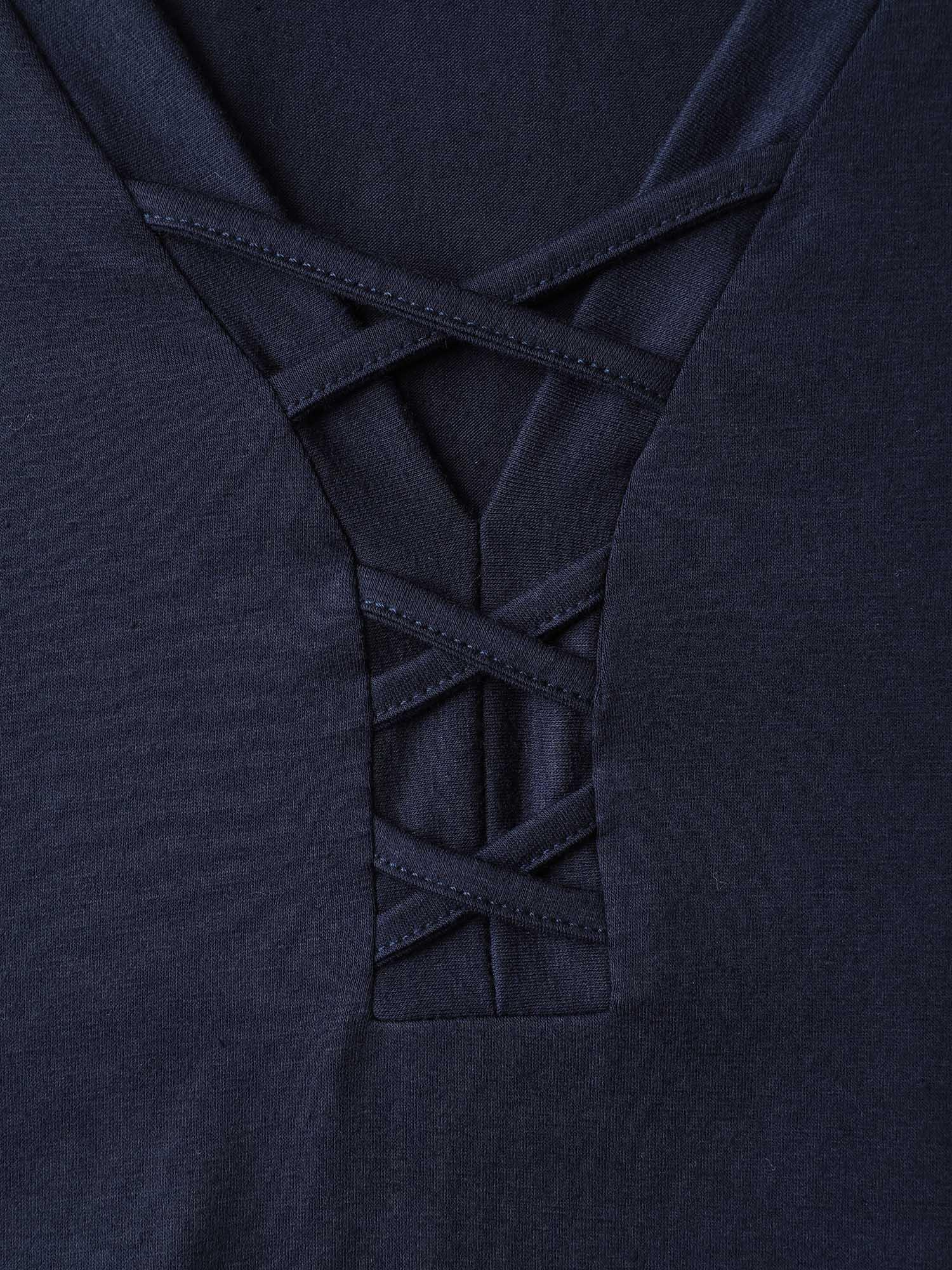 Supersoft Neck Tie-Up Pockets Midi Dress Female Product Image