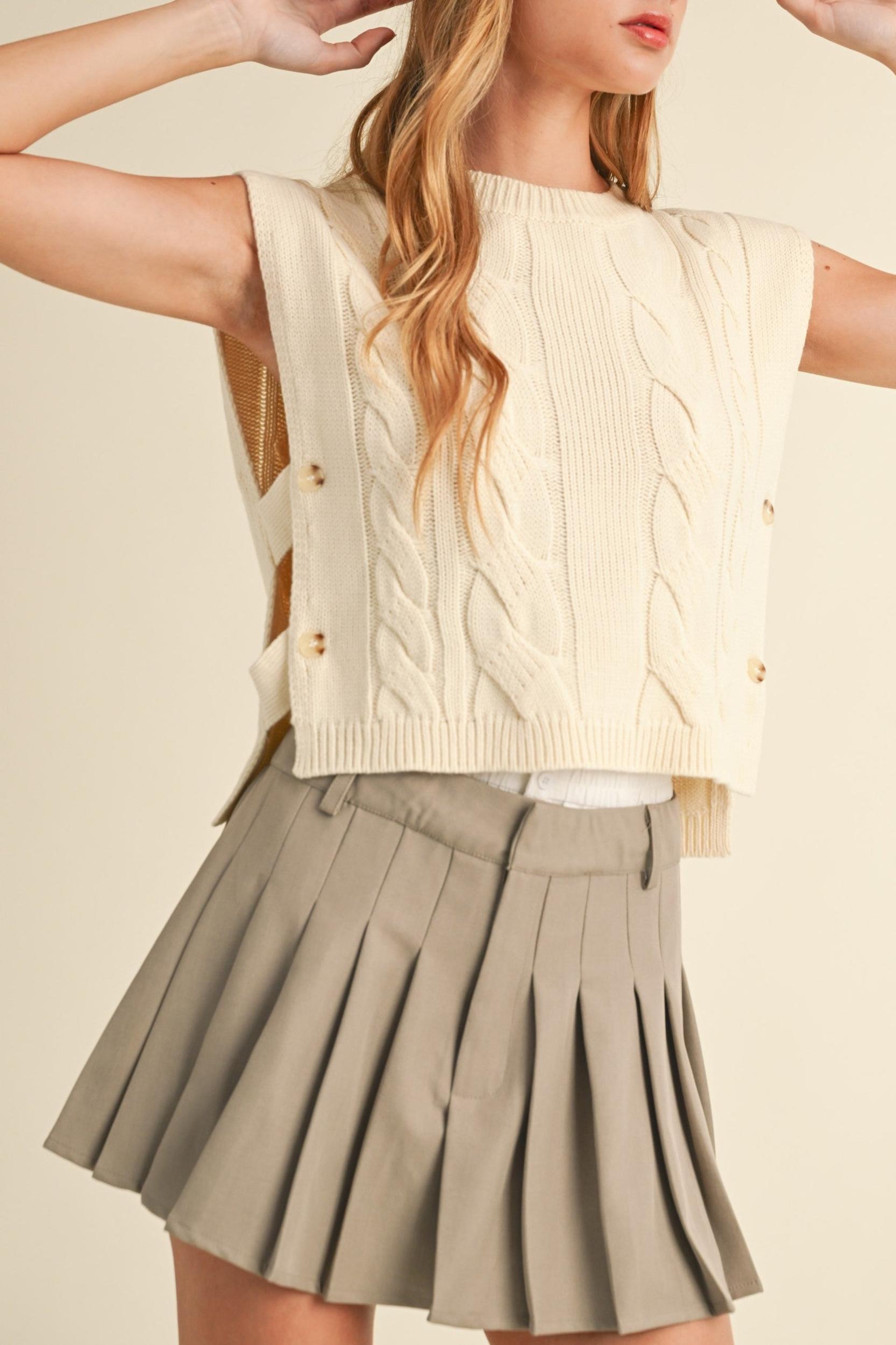 Cable Knit Open Side Vest Product Image