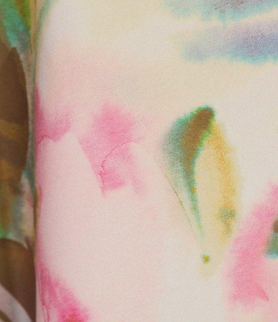 Calvin Klein Scuba Split V Neck Sleeveless Belted Floral Sheath Dress Product Image