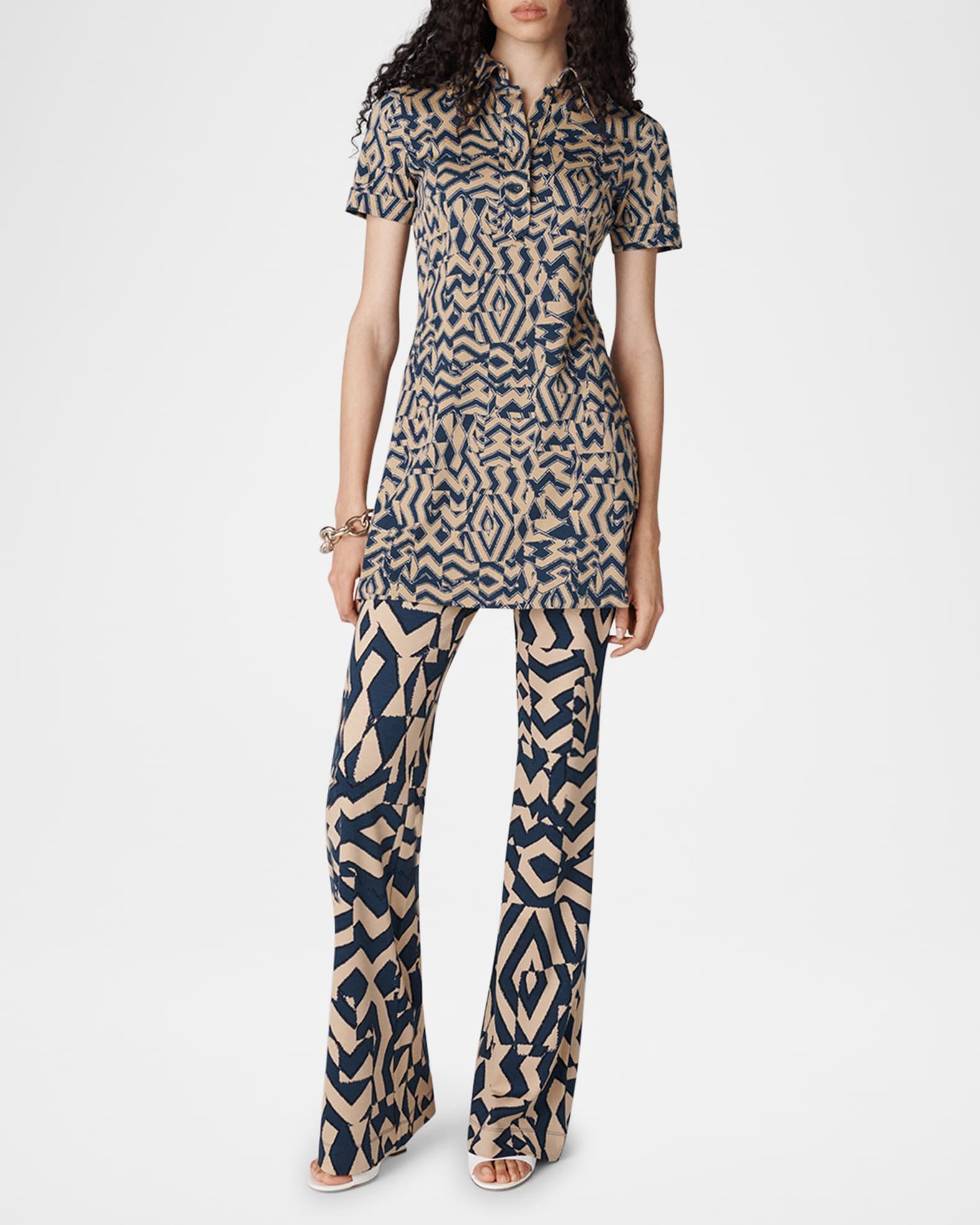 Rachel Ruched Geometric-Print Mini Dress Product Image