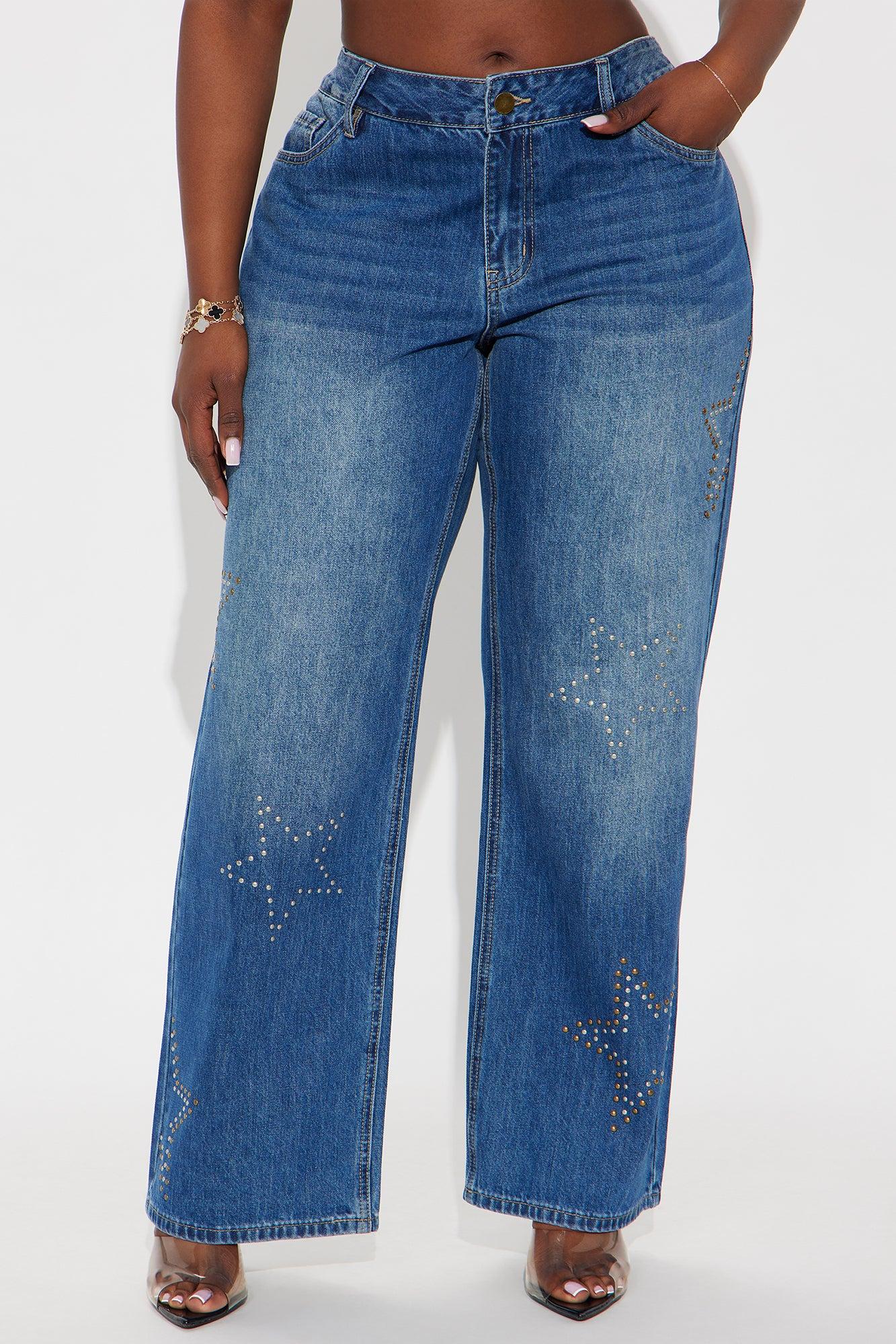 Ready For Stardom Studded Wide Leg Jean - Dark Wash Female Product Image