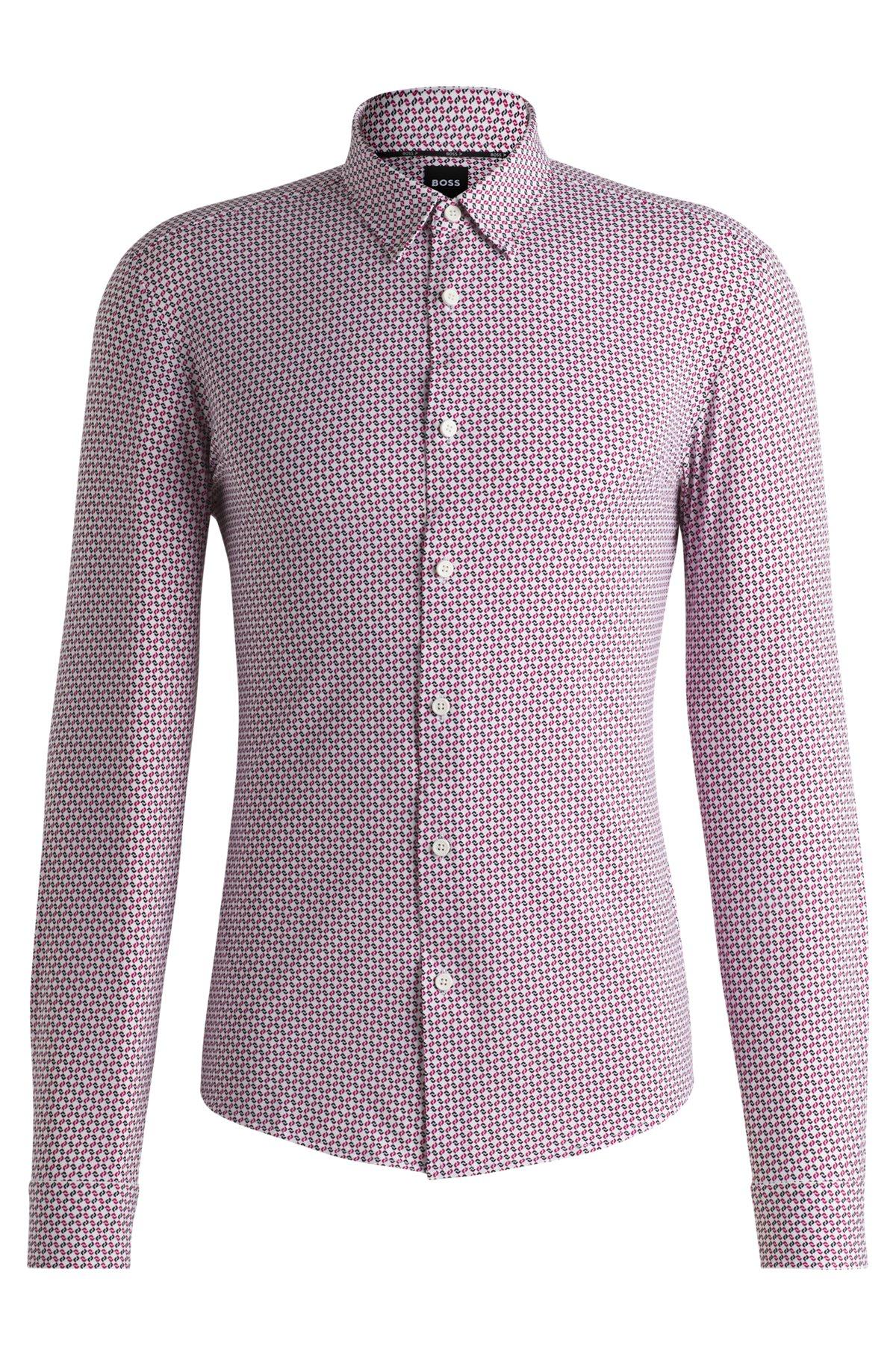 Slim-fit shirt in printed performance-stretch jersey Product Image