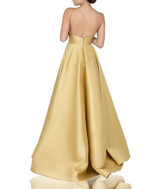 Terani Couture Sleeveless One Shoulder Beaded Strap Back Detail Ball Gown Product Image