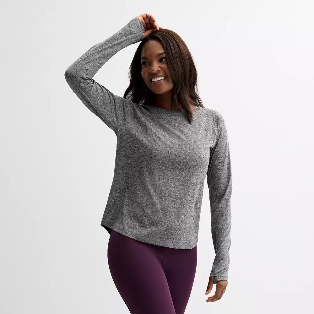 Women's Tek Gear® Dry Tek Long Sleeve T-Shirt, Size: XS, Grey Product Image