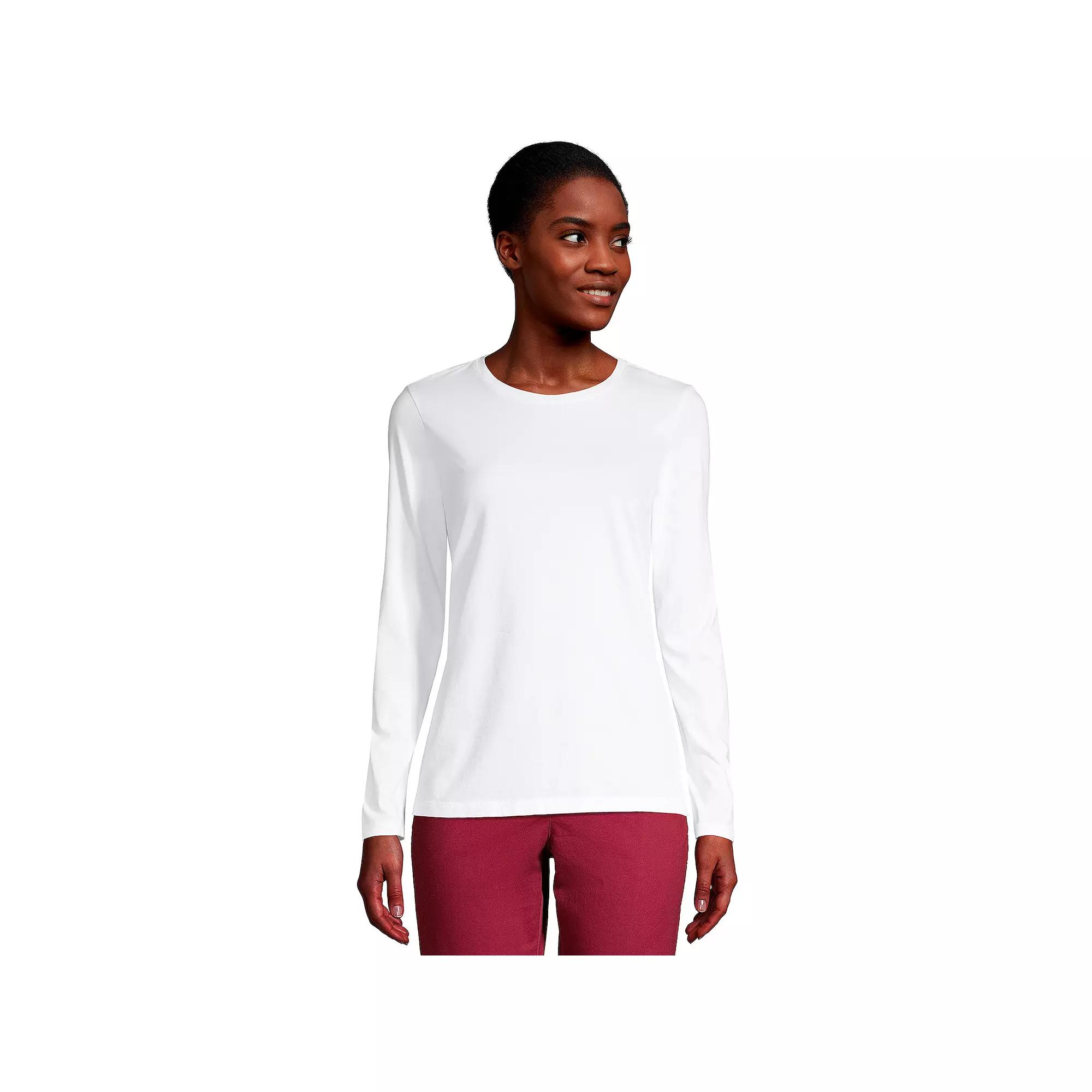 Petite Lands' End Relaxed-Fit Supima Long Sleeve Cotton Crewneck Tee, Women's,  Product Image