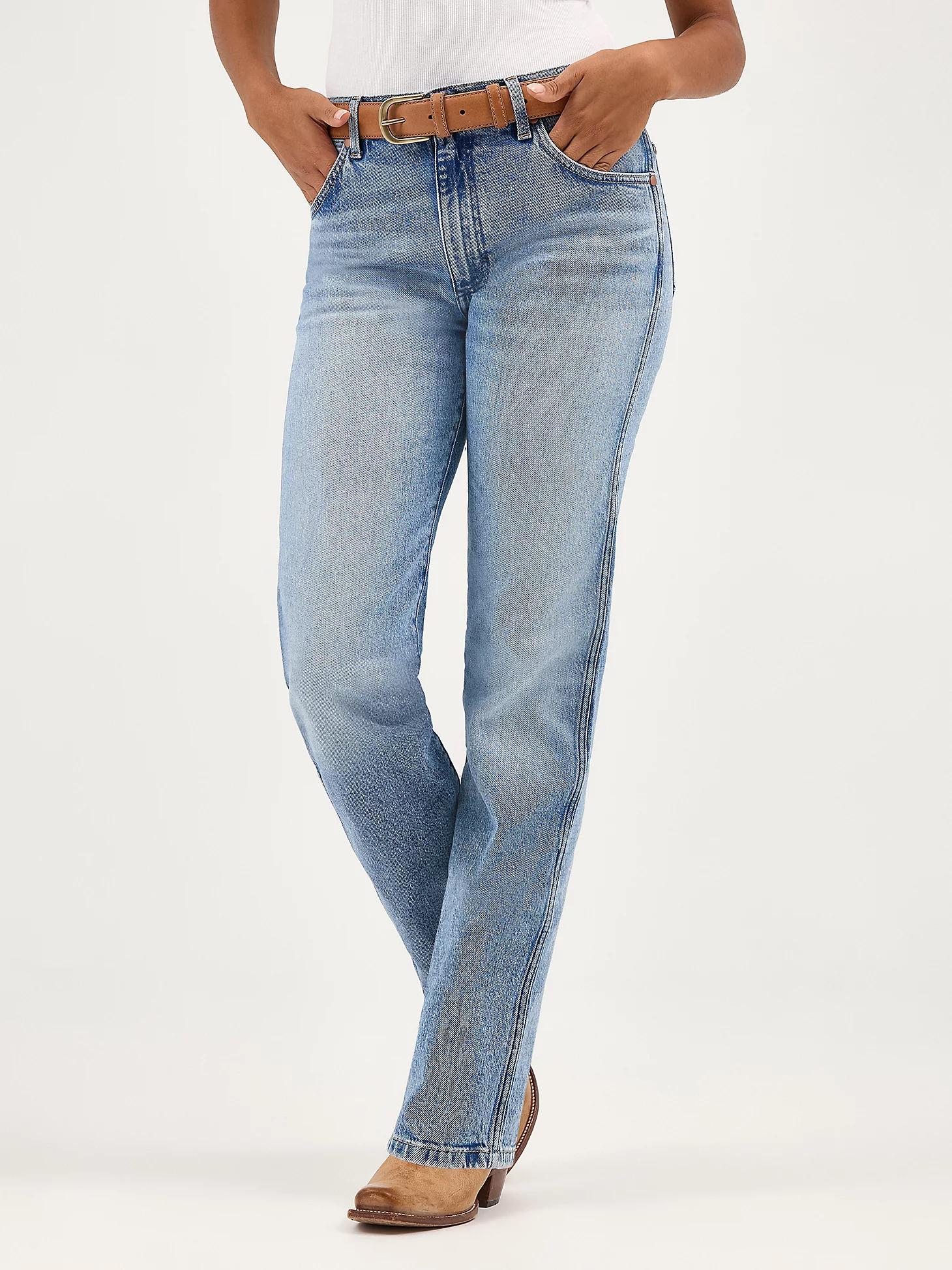 Women's Sunset Mid Rise Straight Jean in Baby Blue Product Image