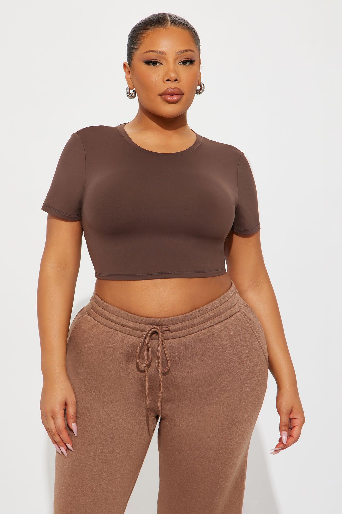 Second Skin Double Lined Super Cropped Tee - Chocolate Female Product Image